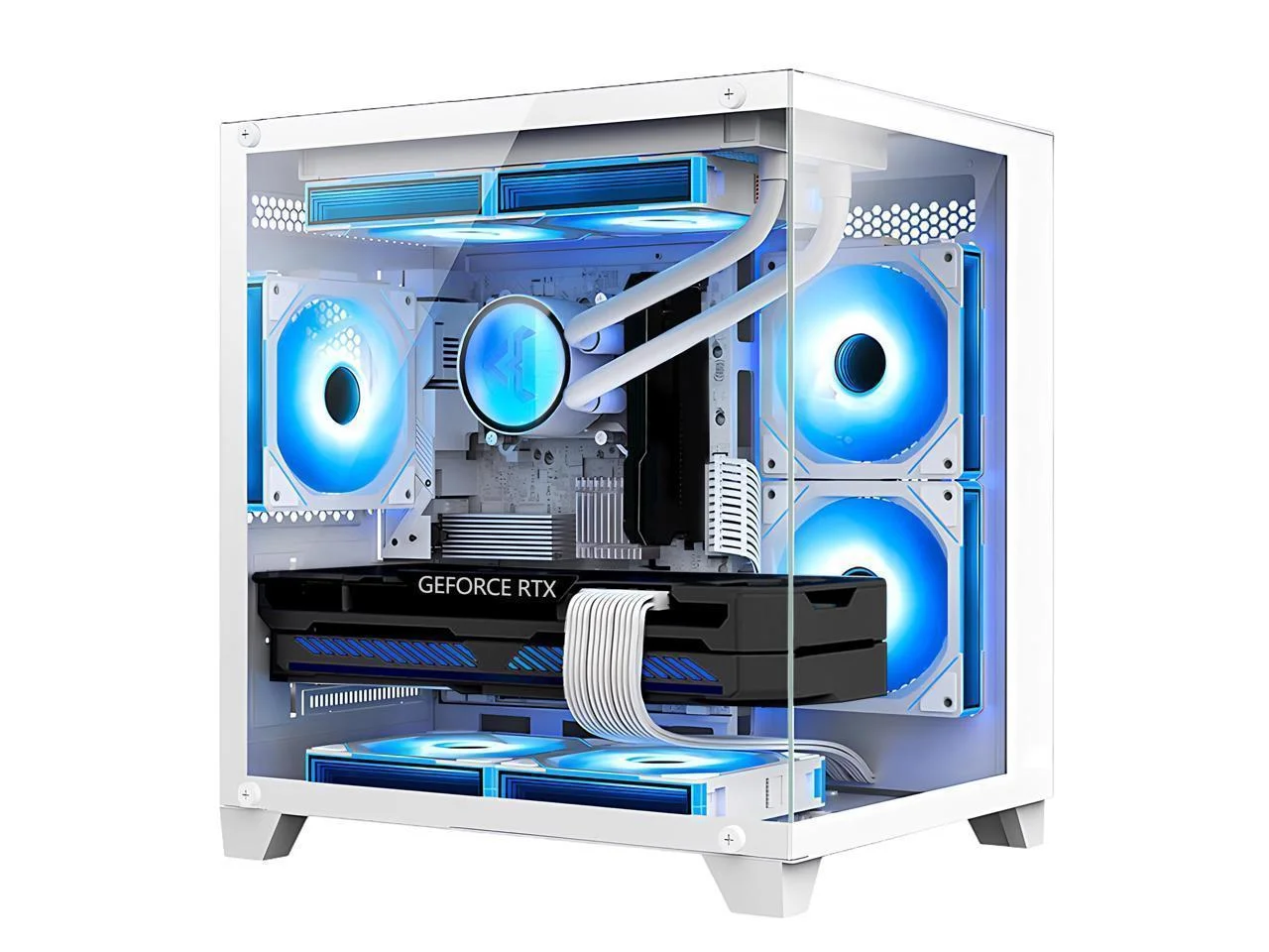 Orangexin Gaming PC -AMD Ryzen 5 5600X 3.7 GHz , Radeon RX 6750 GRE 12G ,16GB DDR4 3200MHz ,1TB PCIe+2TB SATA SSD, 240mm AIO,WiFi ,Boothblue &RGB Fans Windows 11 Pro Desktop-White