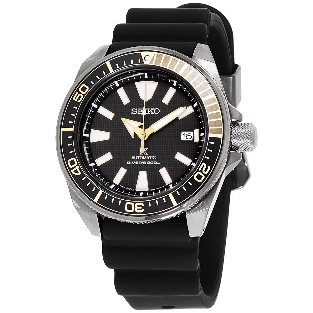 Seiko Men's Prospex Black Ion Automatic Dive Watch with Black Silicone Strap 200 m SRPB55