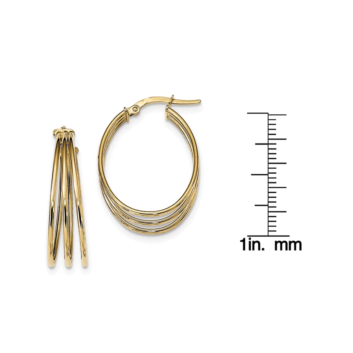 Primal Gold 14 Karat Yellow Gold Polished Triple Oval Hoop Earrings