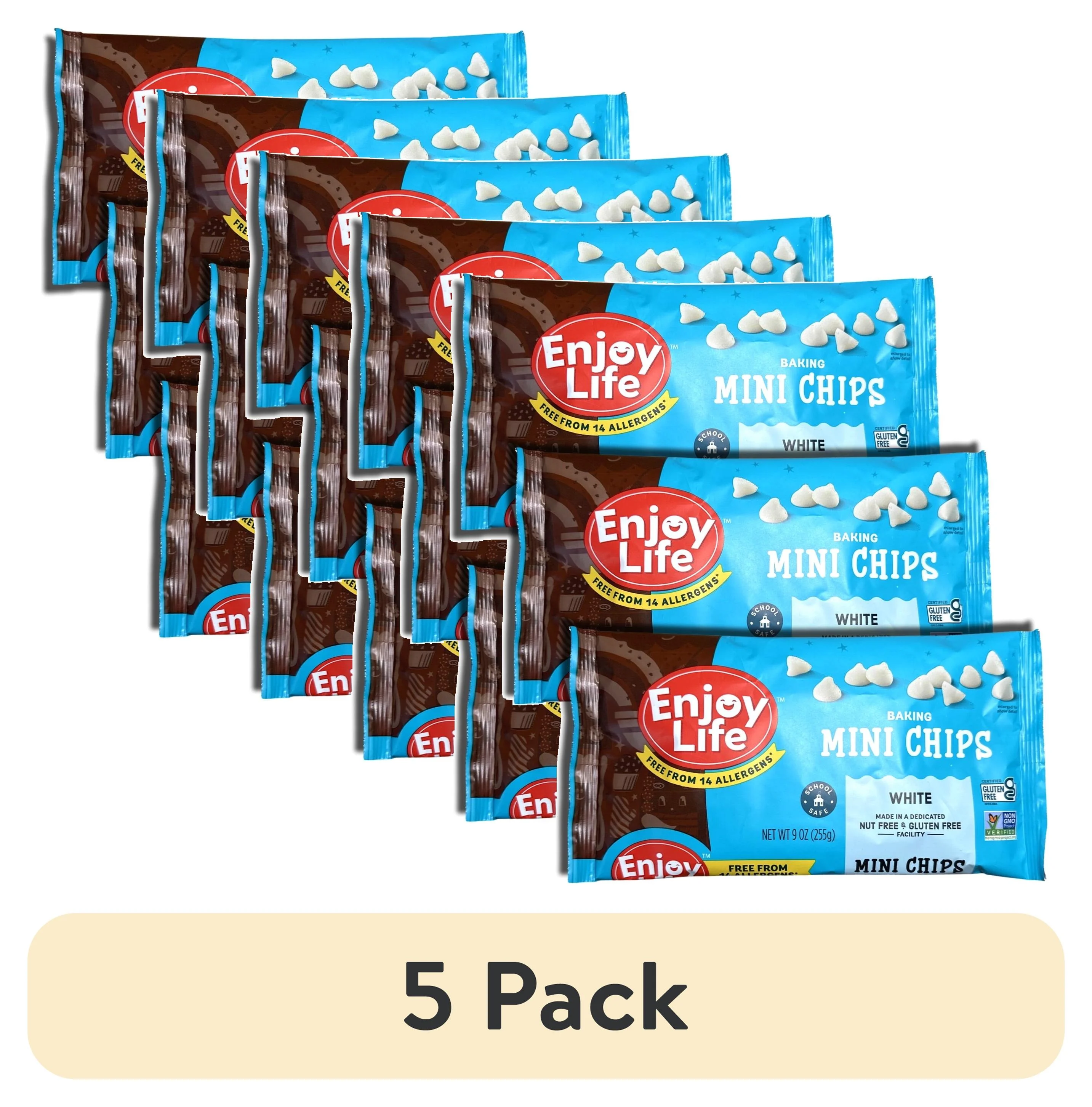 (5 pack) White Chocolate Mini Baking Chips, Allergen Free, School Approved | 9 Ounce | Value Pack of 3