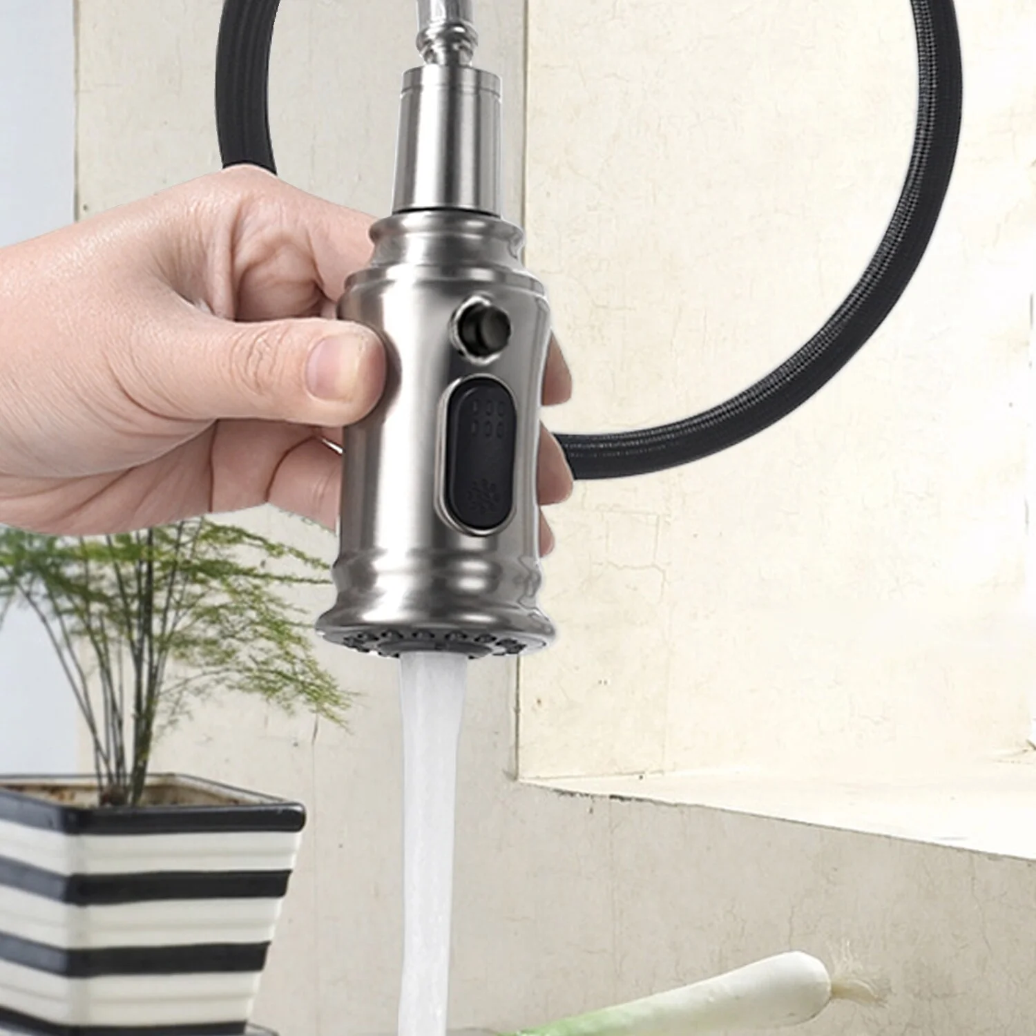 Topcraft Bridge Kitchen Faucet with Pull-Down Sprayhead
