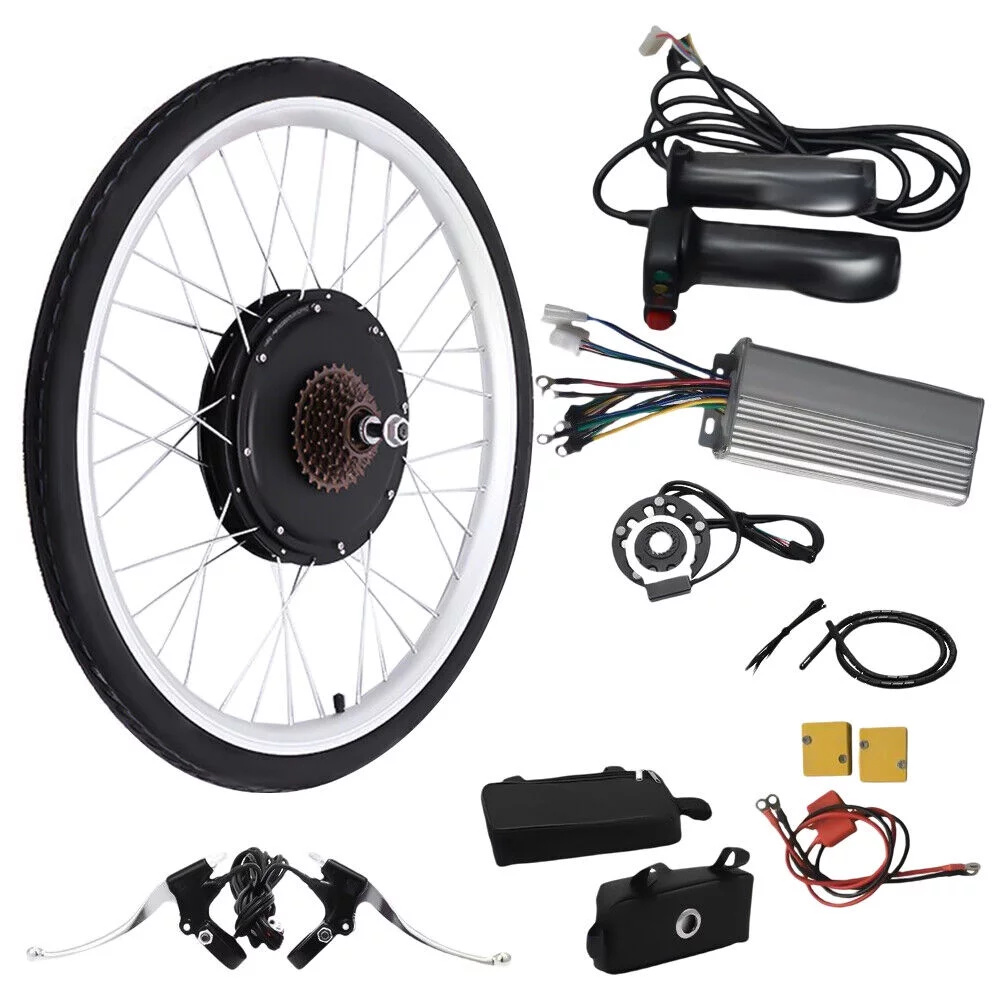 ZhdnBhnos 48V 1000W 26'' E-Bike Conversion Kit Electric Bicycle Rear Wheel Cycling Hub Motor Set