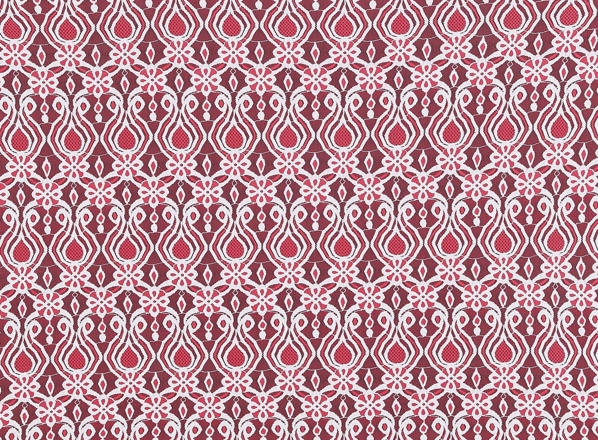 Zelouf Shanel Embroidered Knit Lace  , Sewing, DIY, Crafts Fabric by the Yard, Dashing Coral/white, 1 Yard