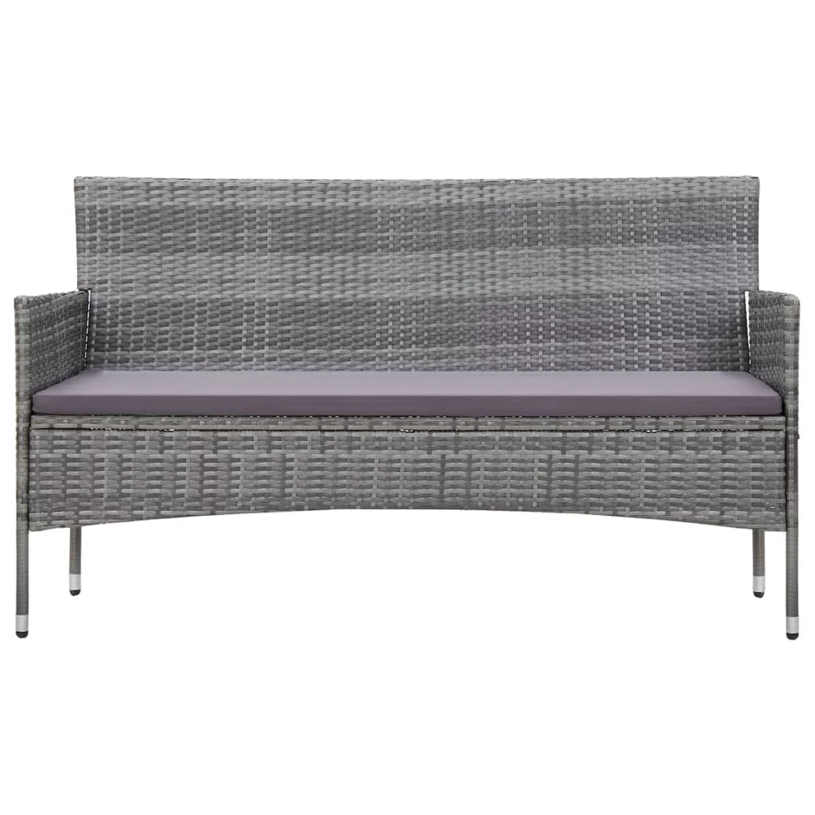 Suzicca 3-Seater Patio Sofa with Cushions Gray Poly Rattan