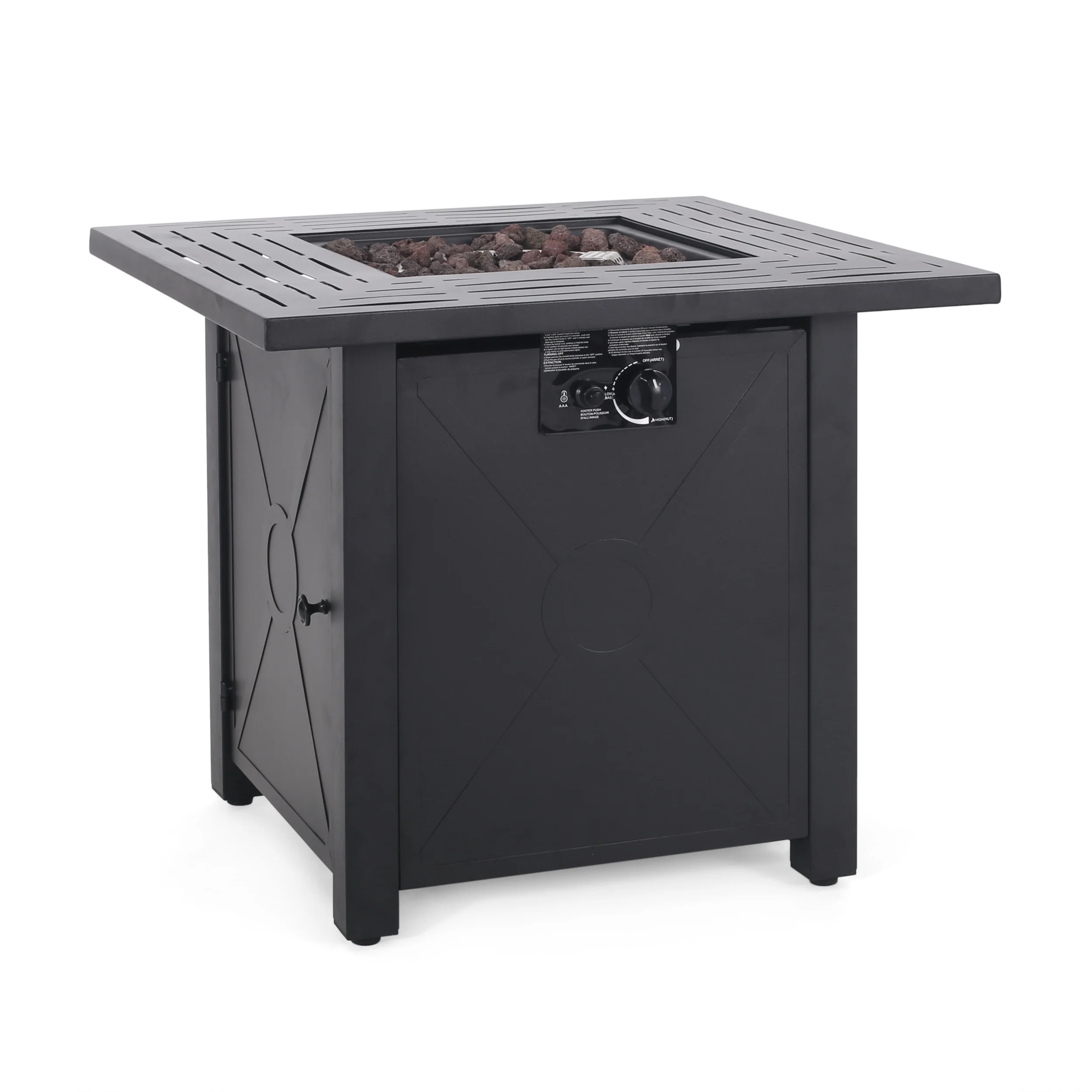 Haraldson Metal Outdoor 40,000 BTU Square Fire Pit, Black