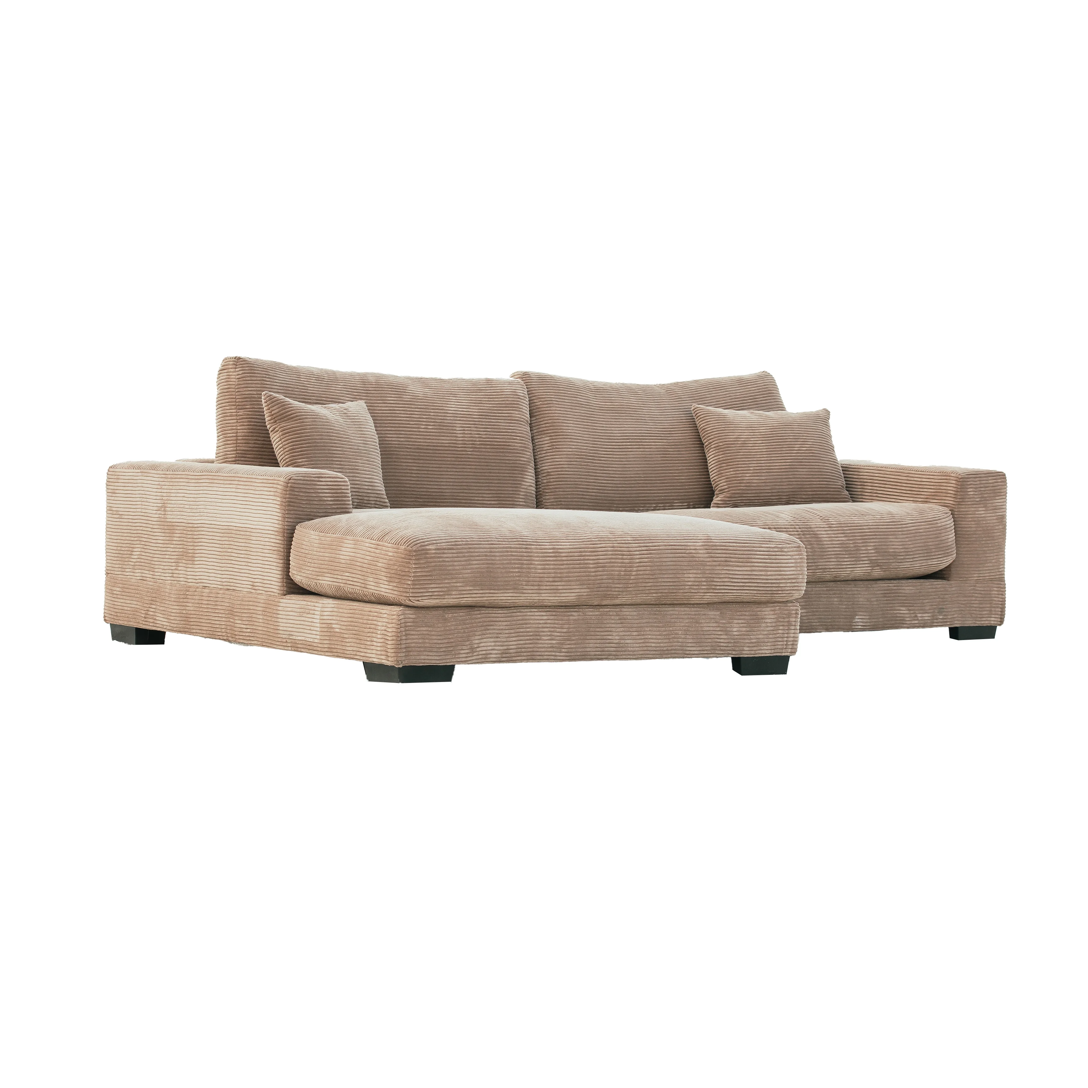 DeeHome Bella Tan Corduroy Left-Facing 2-piece Sectional
