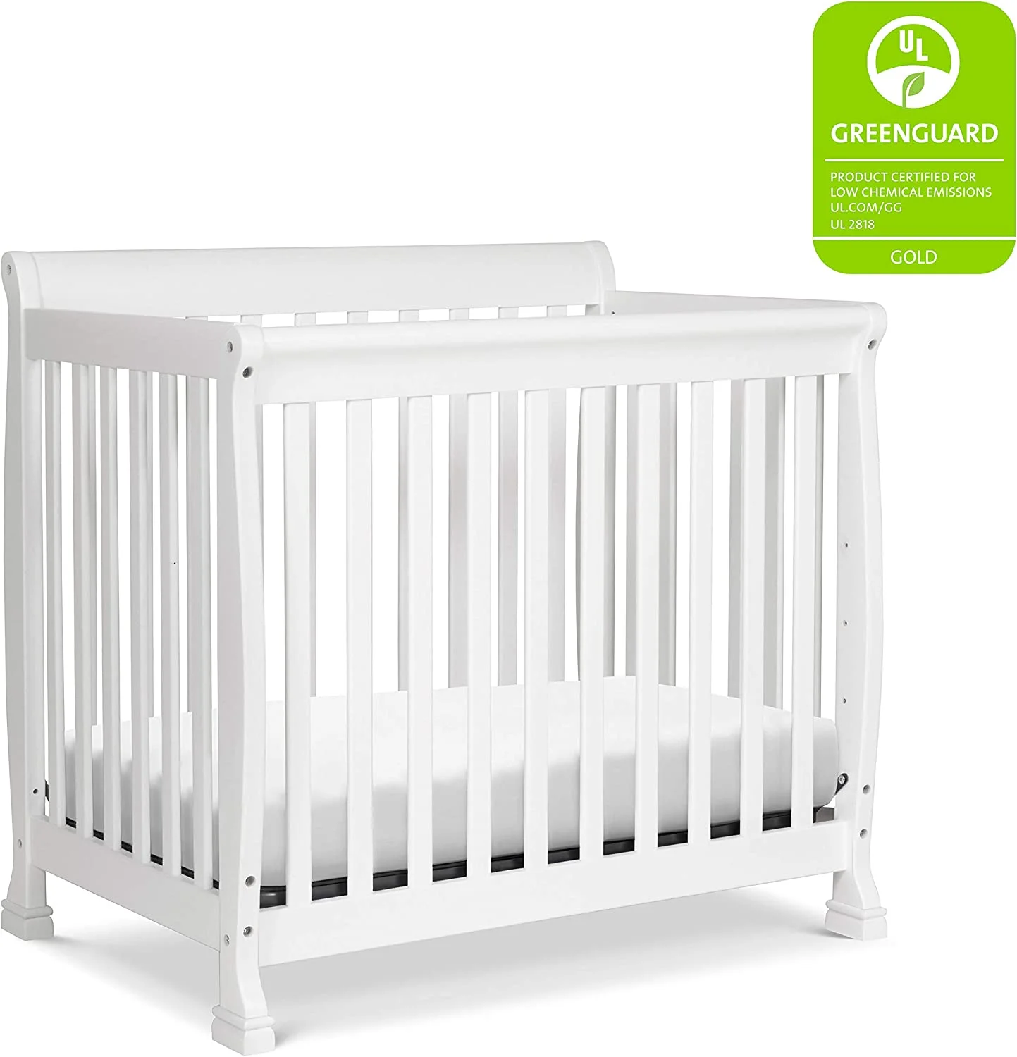 QINBI Kalani 4-in-1 Convertible Mini Crib in White | Greenguard Gold Certified