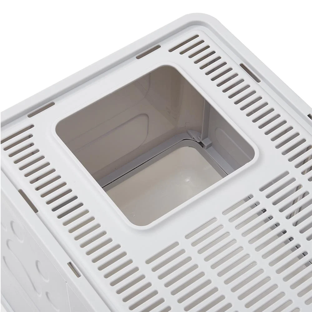 Nanyi Cat Litter Box with Lid Cover, Plastic Scoop, Front Entry Top Exit, Large Foldable Enclosed Cat Litter Tray, Easy Clean and Install (Gray)