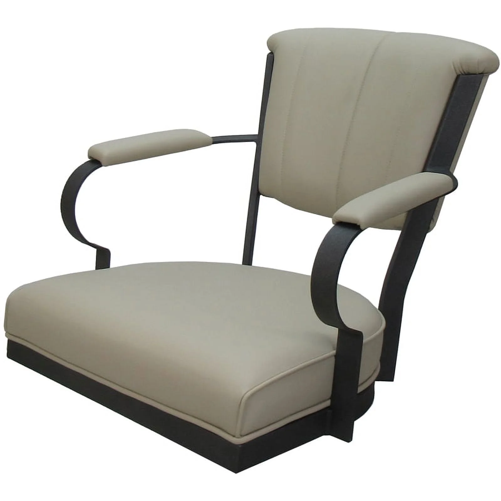 Miami Swivel Tilt Metal Caster Chair - Beige Vinyl - Gray Frame