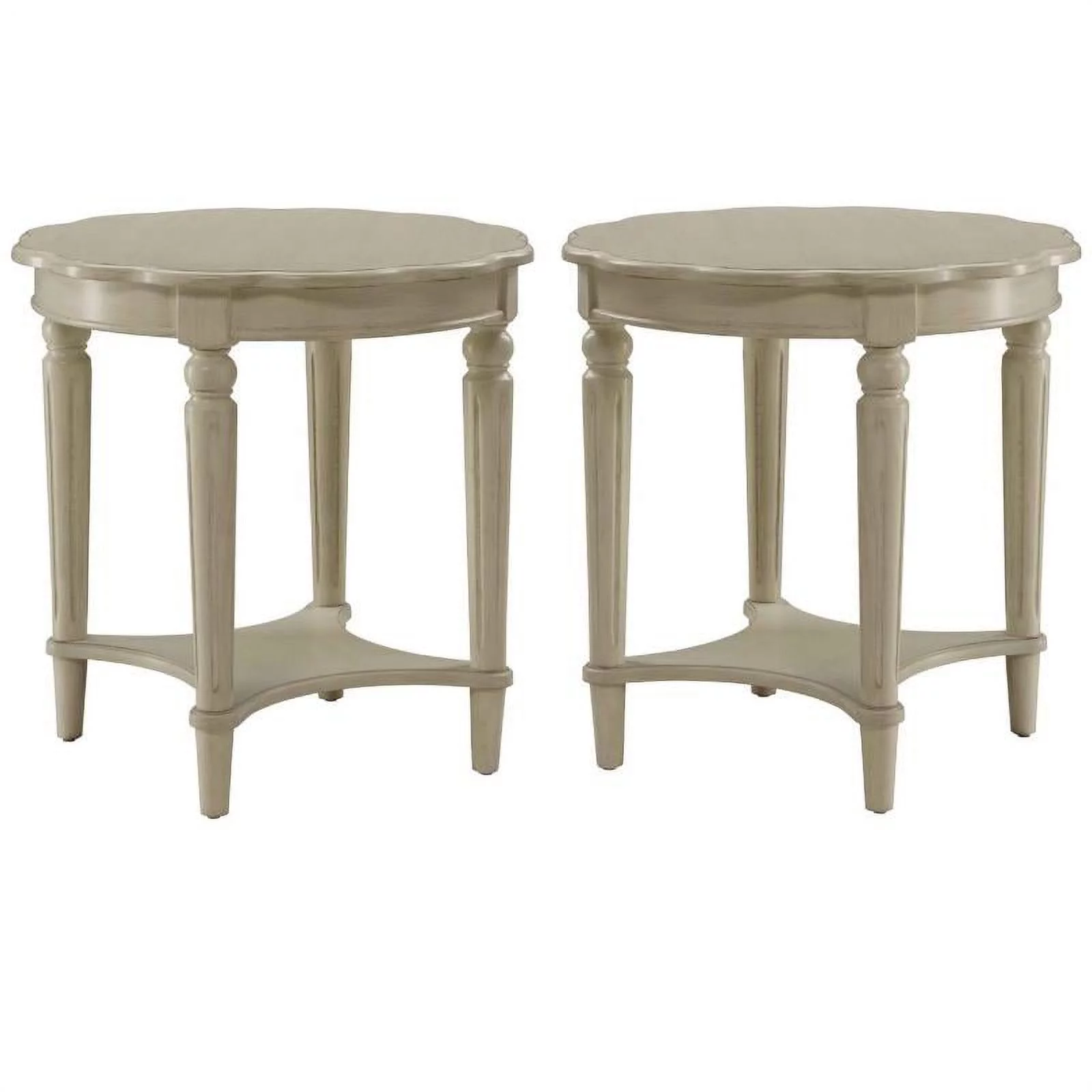 Home Square 2-Piece Furniture End Table Set in Antique White