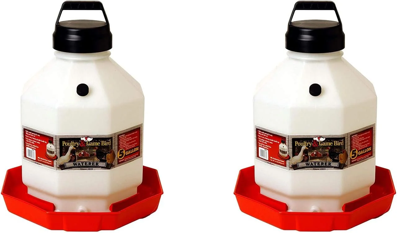 5 Gallon Automatic Poultry Waterer for Chickens, Red (2 Pack)