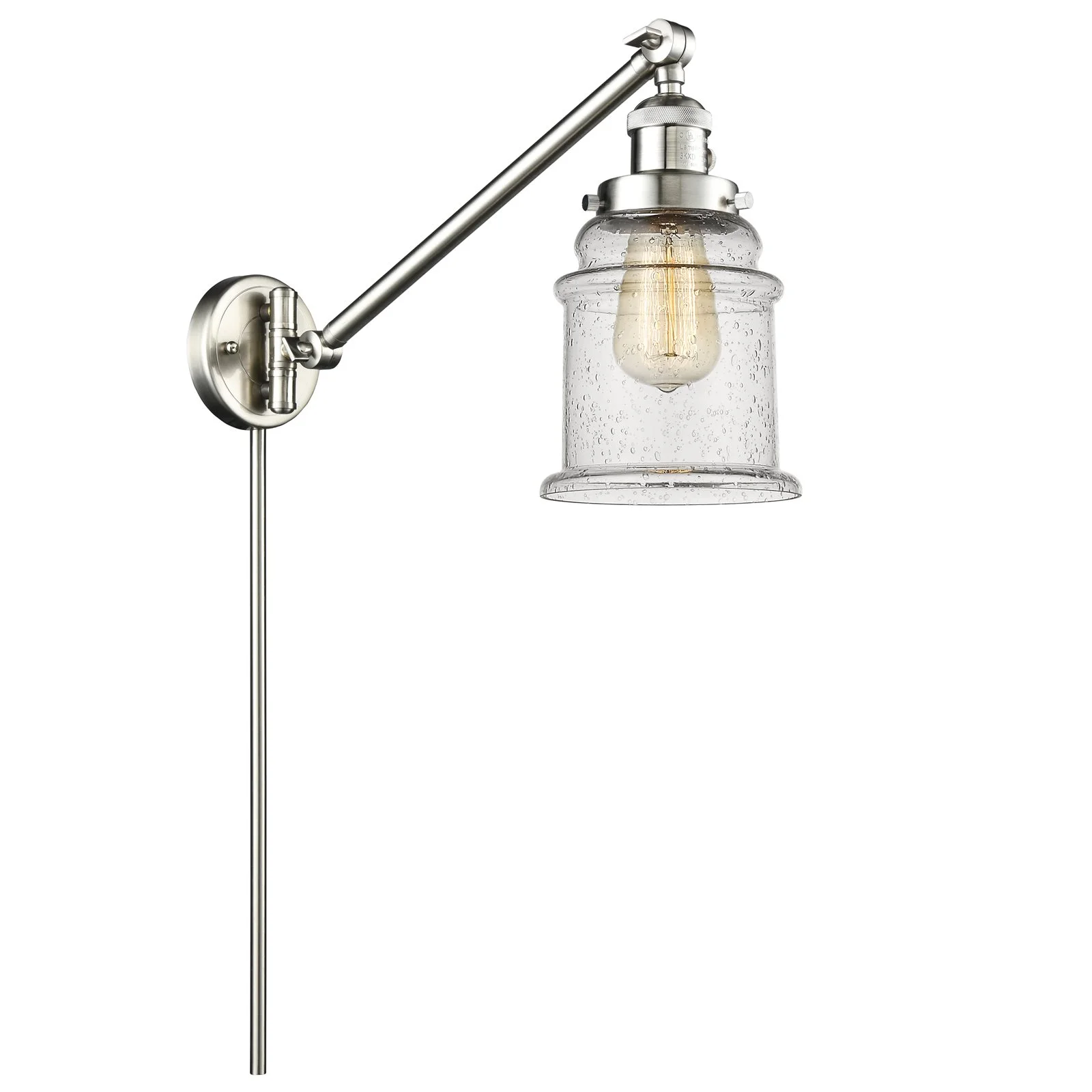Innovations 237-SN-G184-LED Canton 1 Light Swing Arm part of the Franklin Restoration Collection, Brushed Satin Nickel