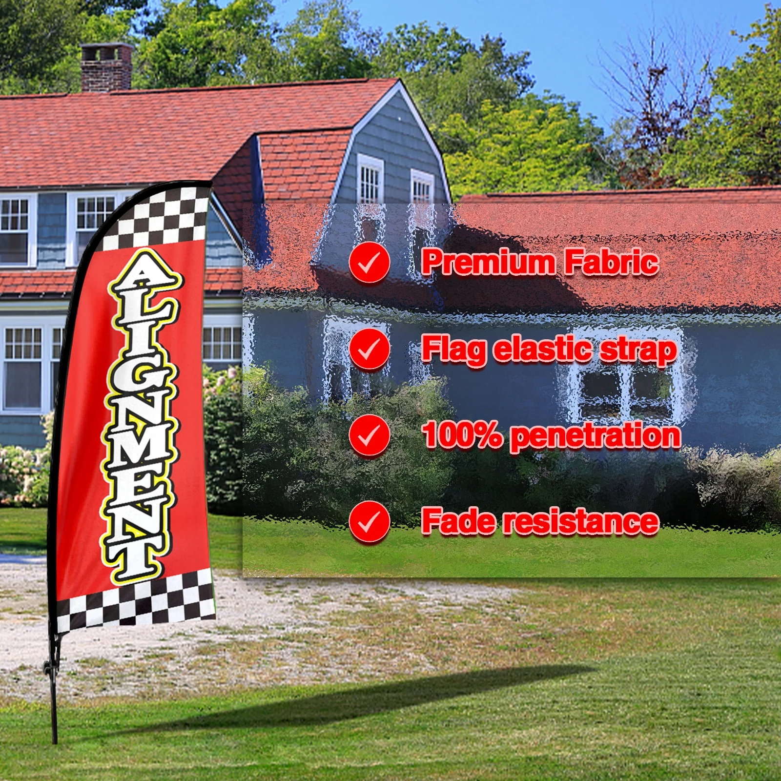 QSUM Alignment Feather Flag Kit,7FT Auto Repair Shop Advertising Banner, Tire Shop Business Signs