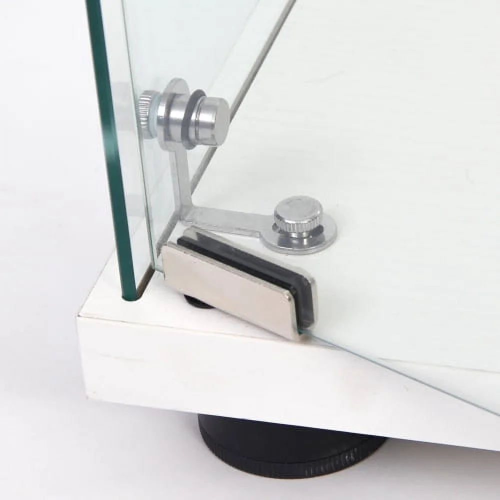 DremFaryoyo Glass Display Cabinet with 3 Shelves  One-Door Curio Cabinets for Living Room  Bedroom  Office  White Floor Standing Glass Bookshelf  Quick Installation