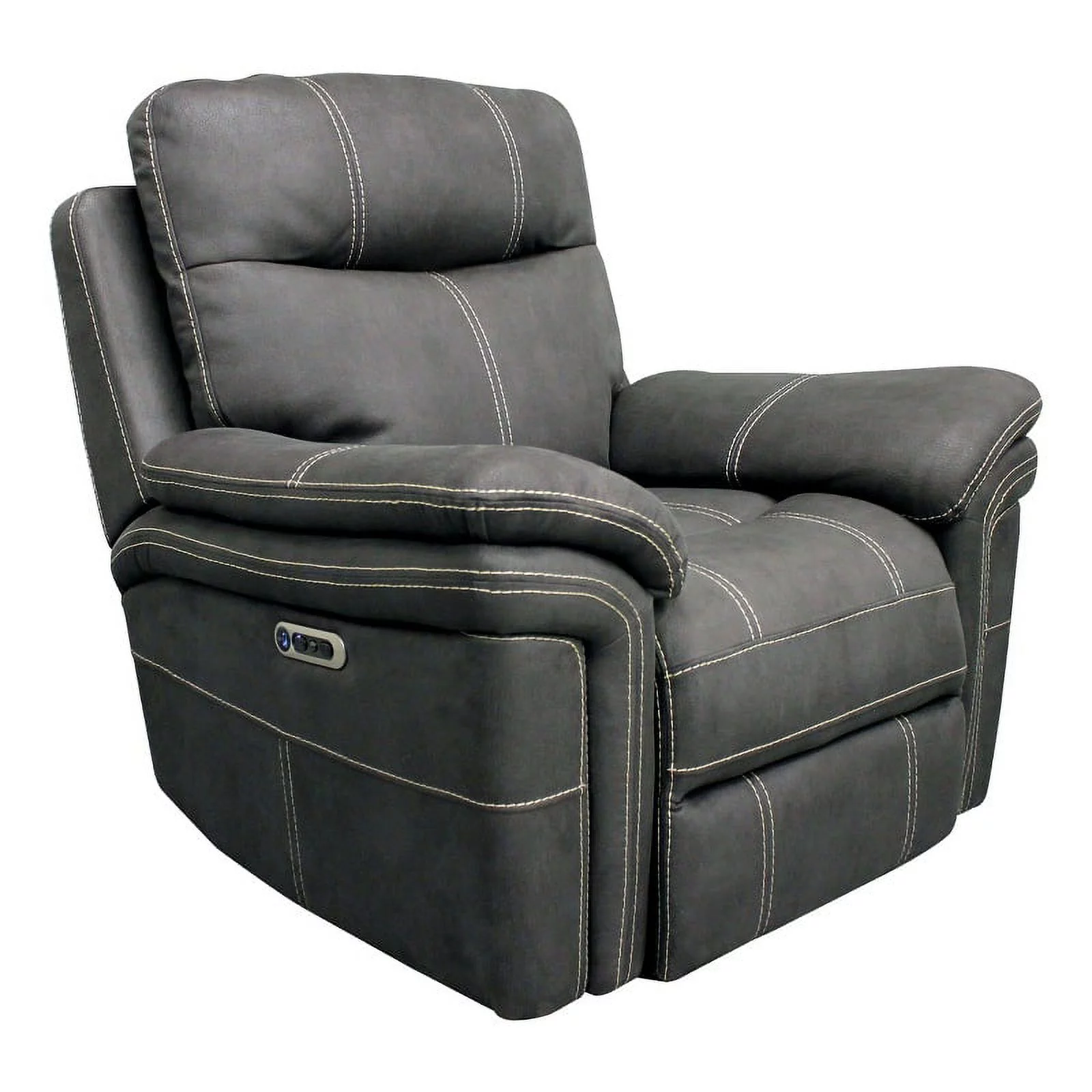 Bowery Hill Transitional Fabric Power Recliner in Charcoal Gray Finish