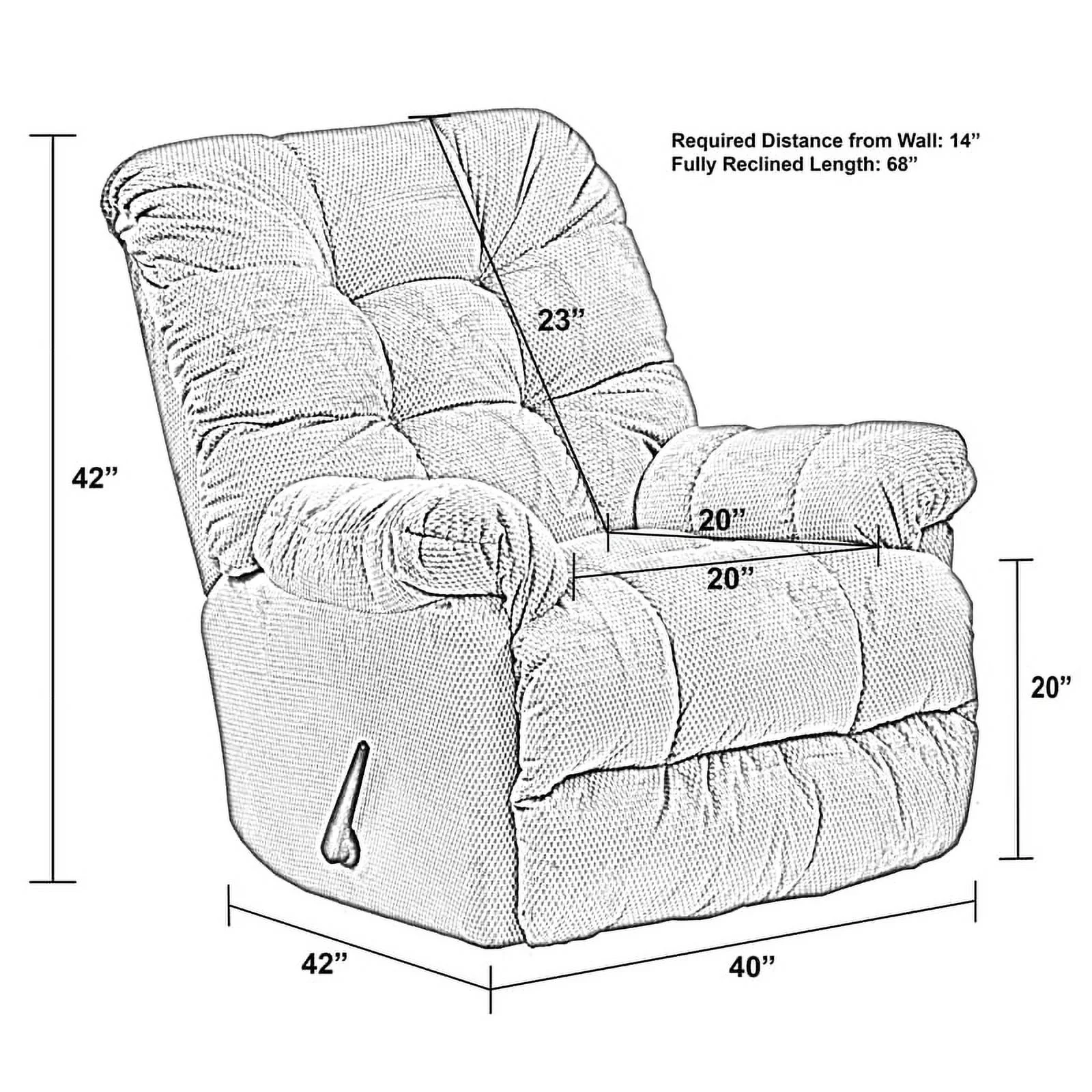 Bowery Hill Chaise Rocker Recliner with Heat & Massage in Brown Polyester Fabric