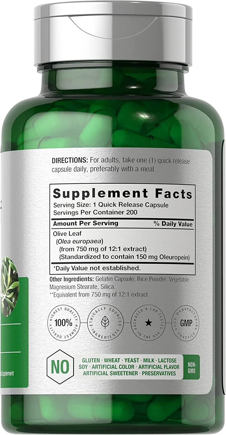 Olive Leaf Extract 9000mg | 200 Capsules | by Horbaach