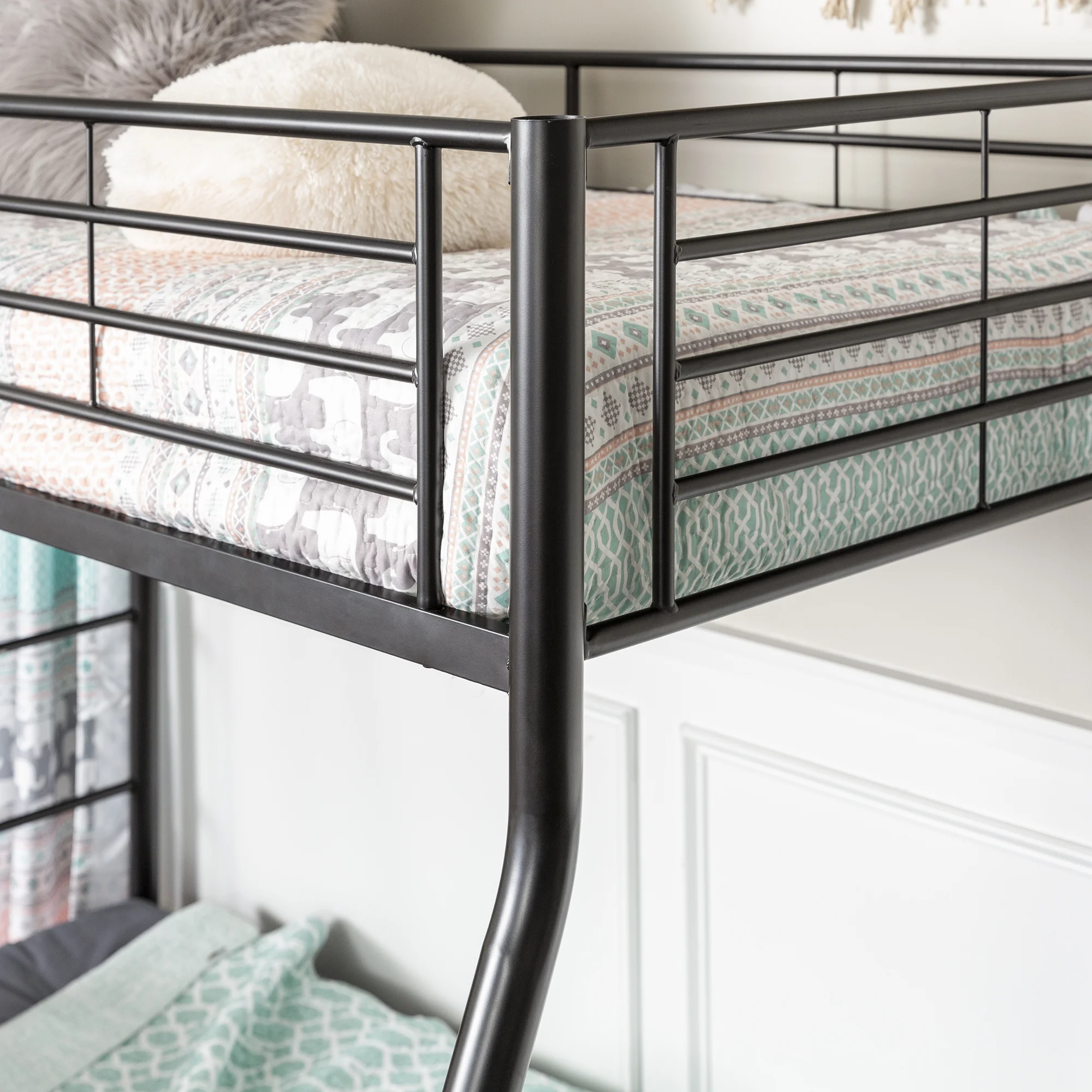 Walker Edison Premium Twin Over Full Metal Bunk Bed, Black