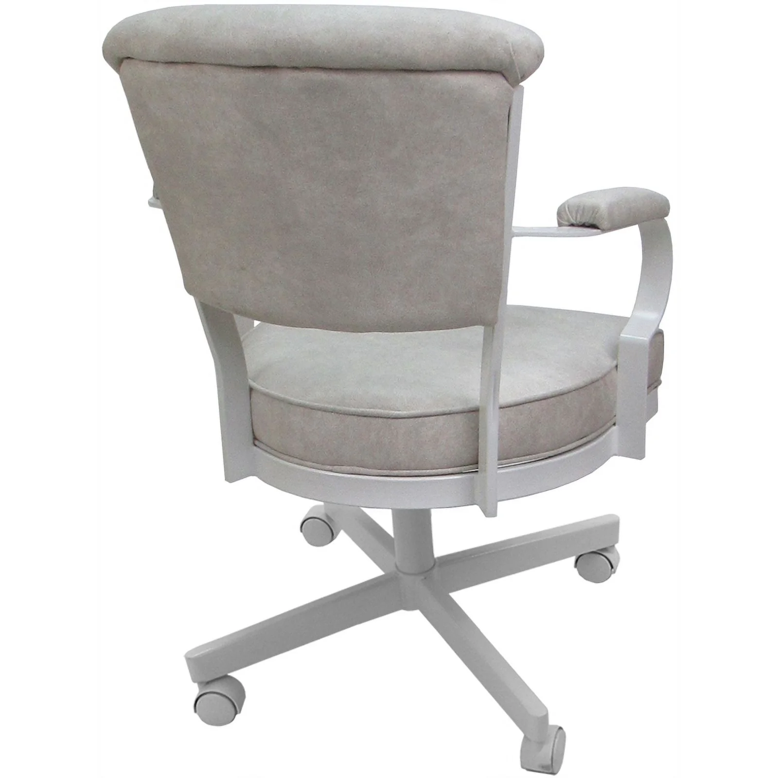 Miami Swivel Tilt Metal Caster Chair - Smoke Beige Fabric - White Base