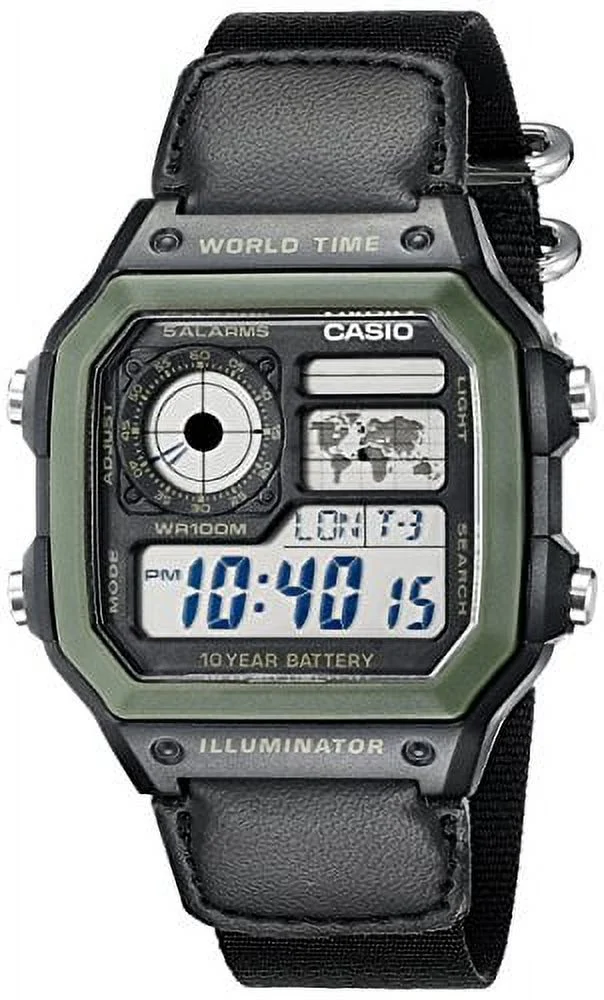 Casio Men's AE1200WHB-1BV Black Resin Watch with Ten-Year Battery