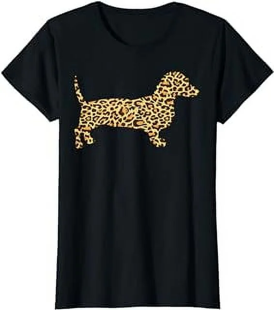 Leopard Print Dachshund Weiner Sausage Dog Girls Women Gift T-Shirt