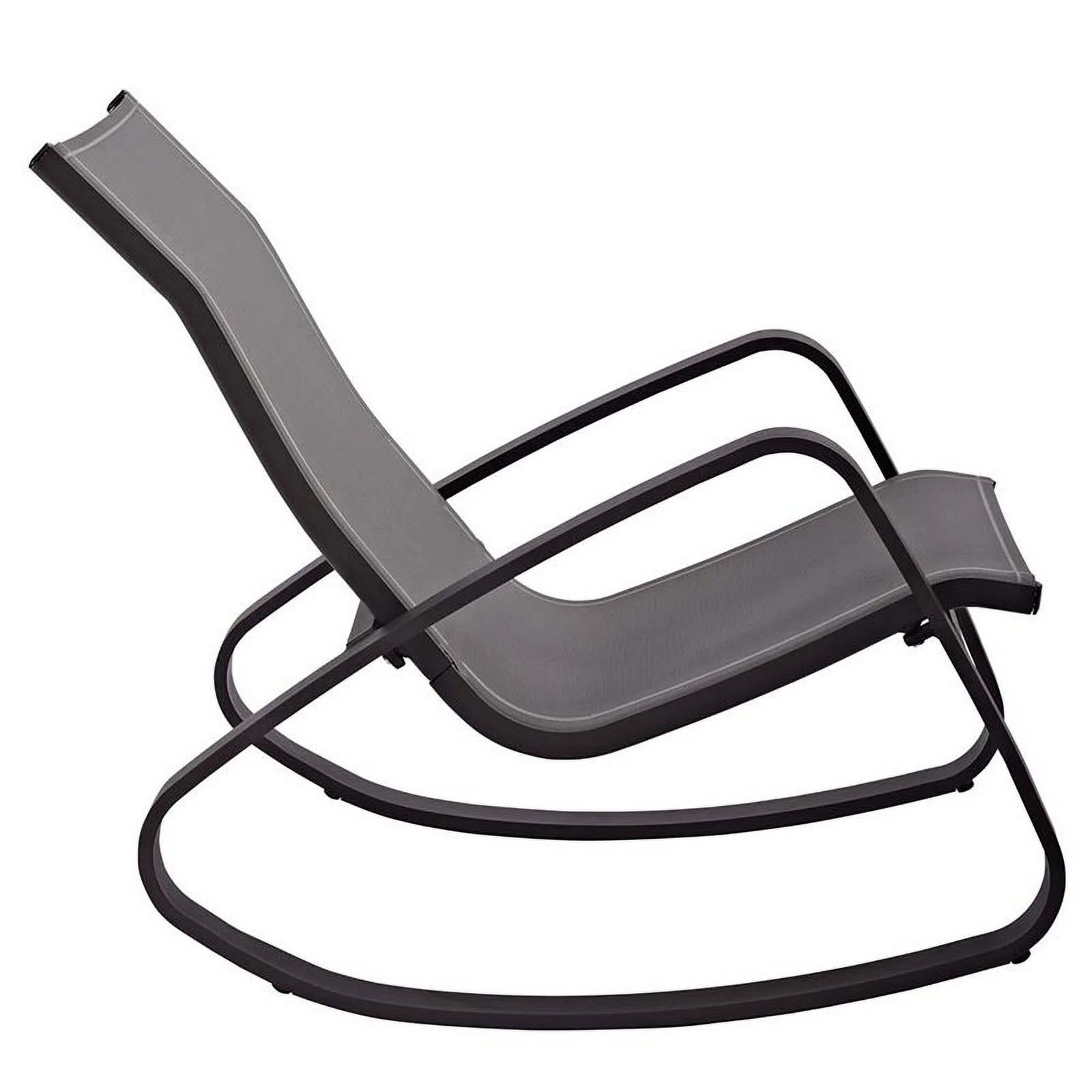 Afuera Living Modern Mesh Sling Patio Rocker in Black Finish