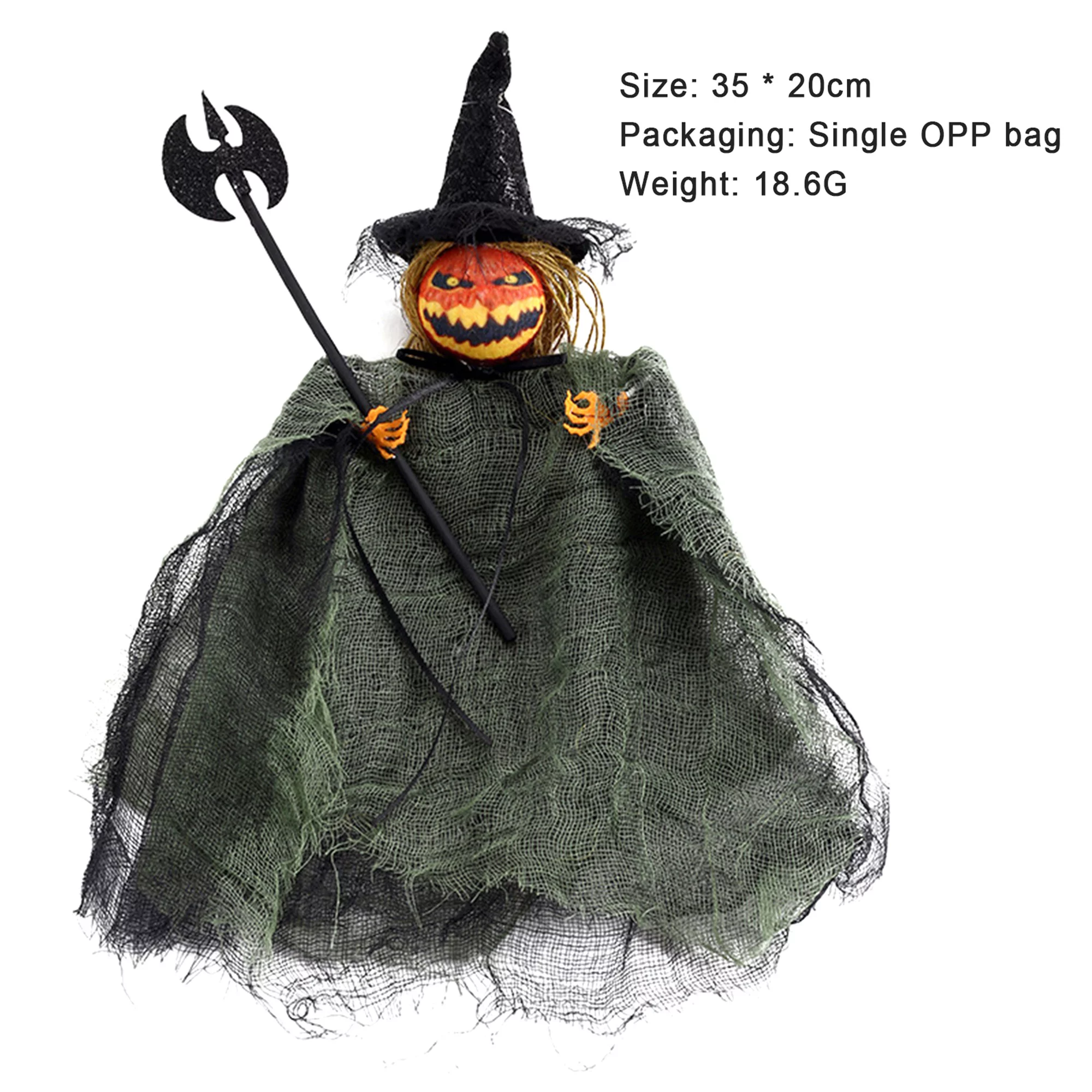 Thaisu Halloween Hanging Decorations, Flying Demon Pumpkin Witch Ornaments Haunted House Props