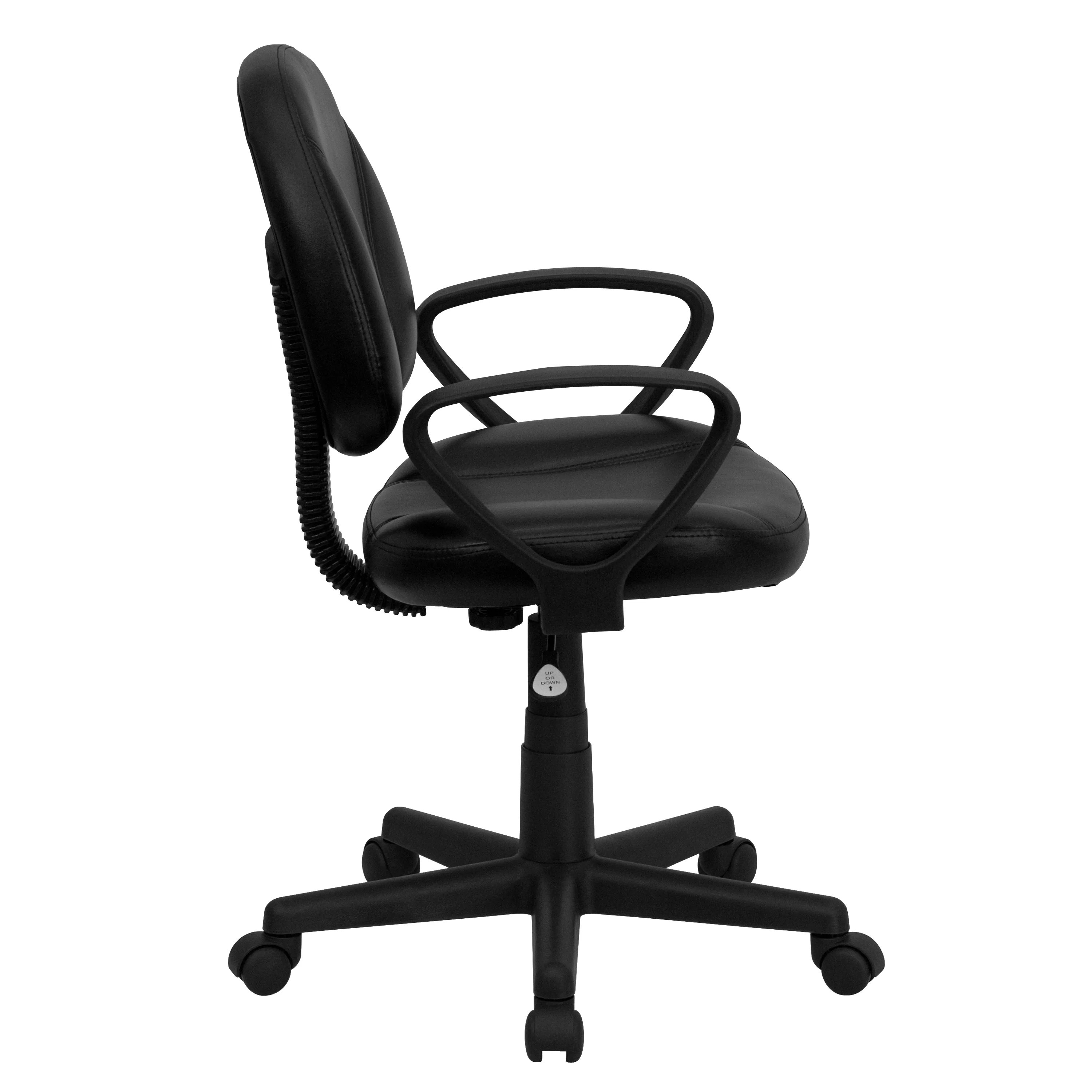 Emma + Oliver Mid-Back Black LeatherSoft Swivel Ergonomic Office Chair - Back Adjustment