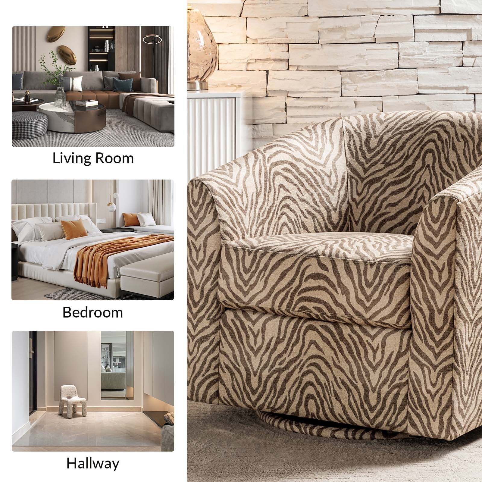 ART OF LIVING DESIGNS,INC Cuenca Modern Upholstered Barrel Chair with Swivel Base Set of 2 Taupe