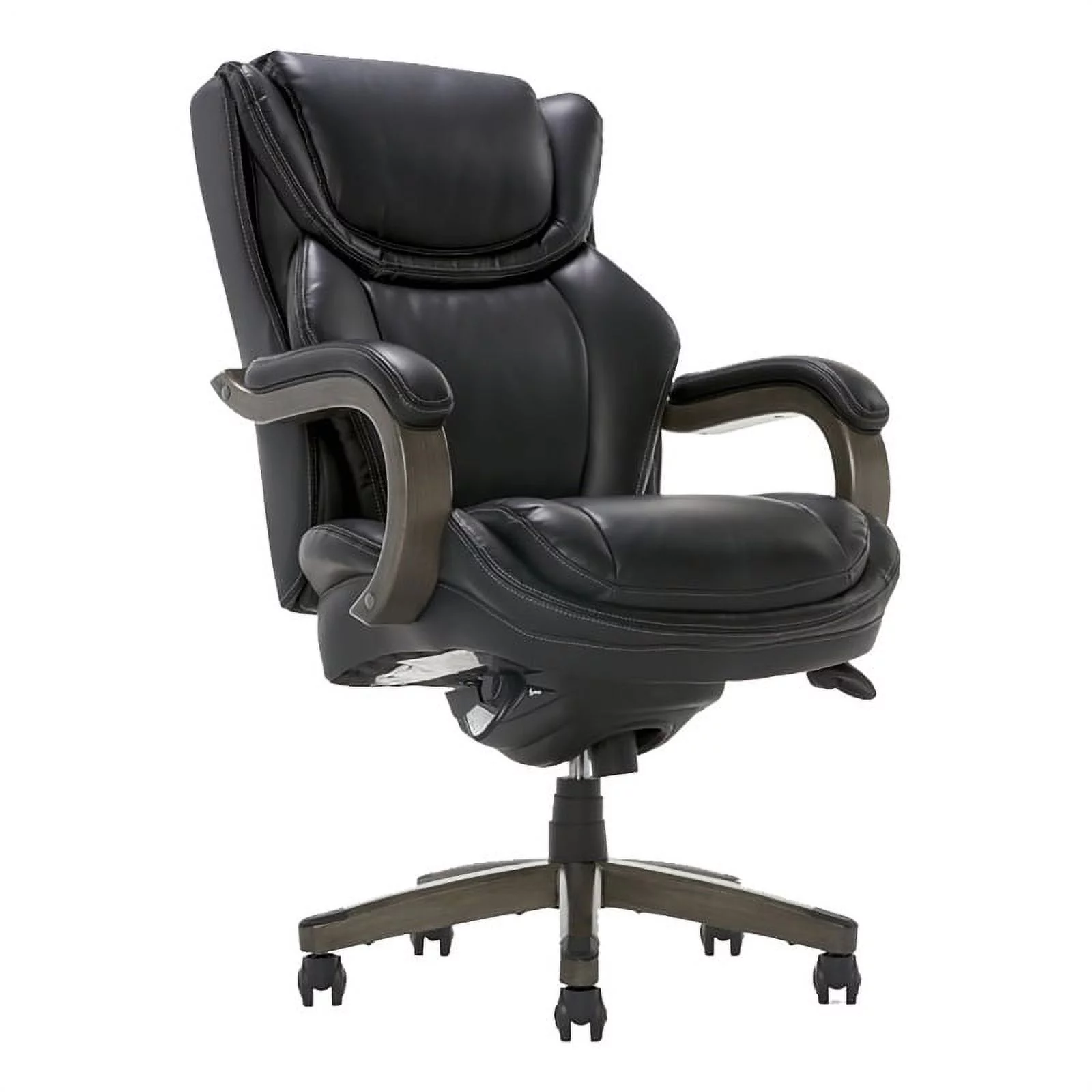 Scranton & Co Modern Faux Leather & Wood Executive Chair in Black