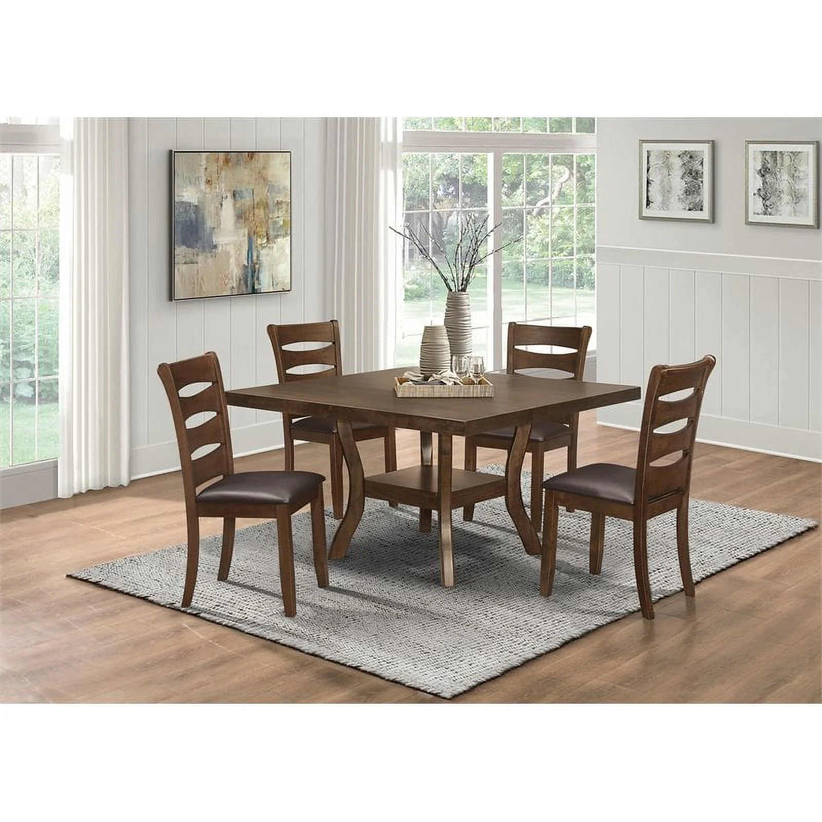 Lexicon Darla 5-piece Wood Dining Set with 1 Table and 4 Side Chairs in Brown