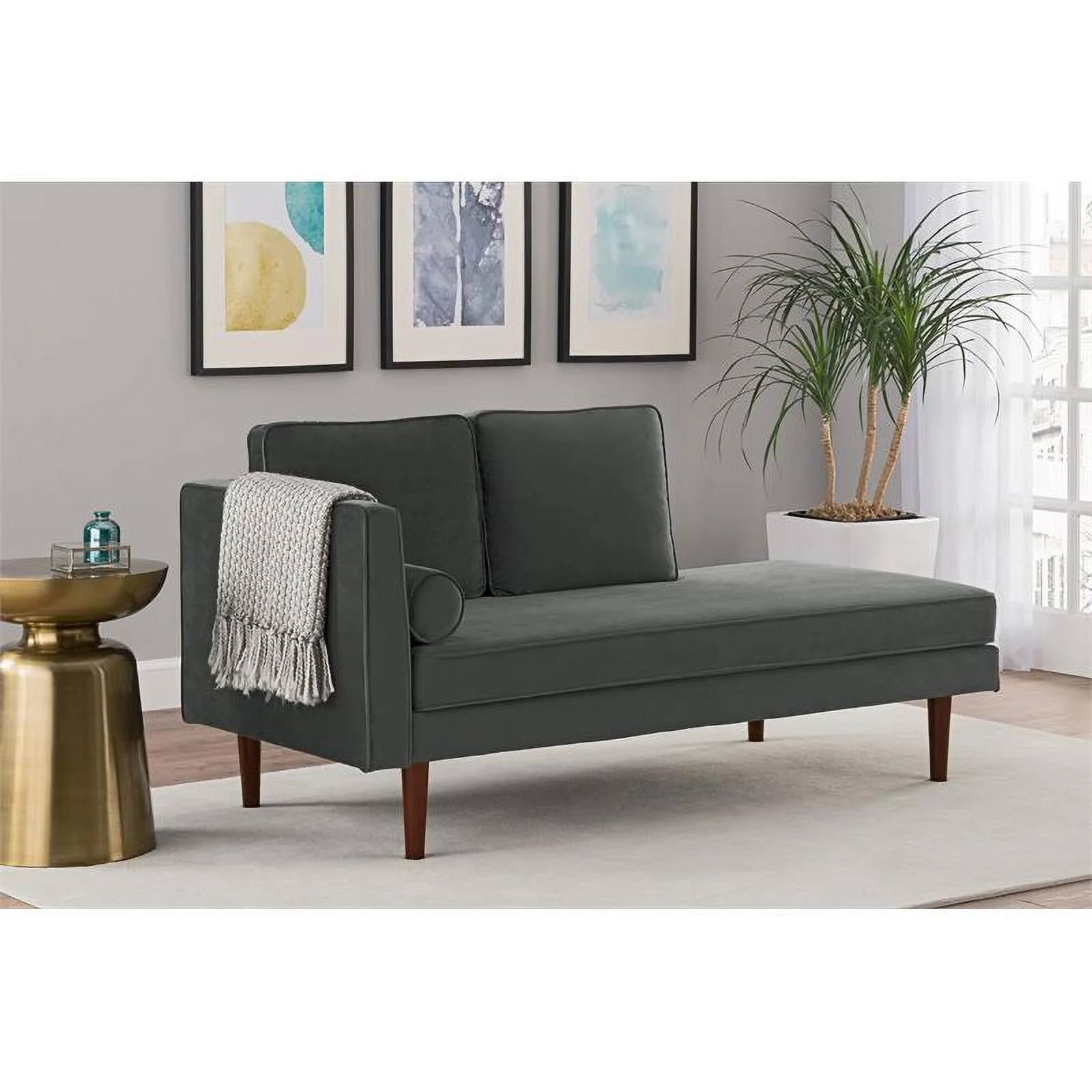 Nico Upholstered Daybed  in Gray Velvet