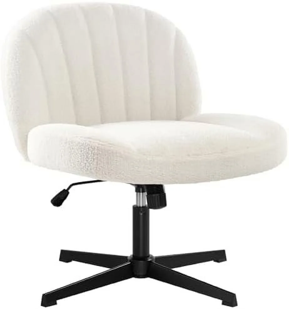 TJCGDTY Armless Office Desk Chair No Wheels Ergonomic Criss Cross Legged Computer Chair with Fabric Padded  Height Adjustable Wide Seat Vanity Chair Mid Back Task Chair for Home  Bedroom