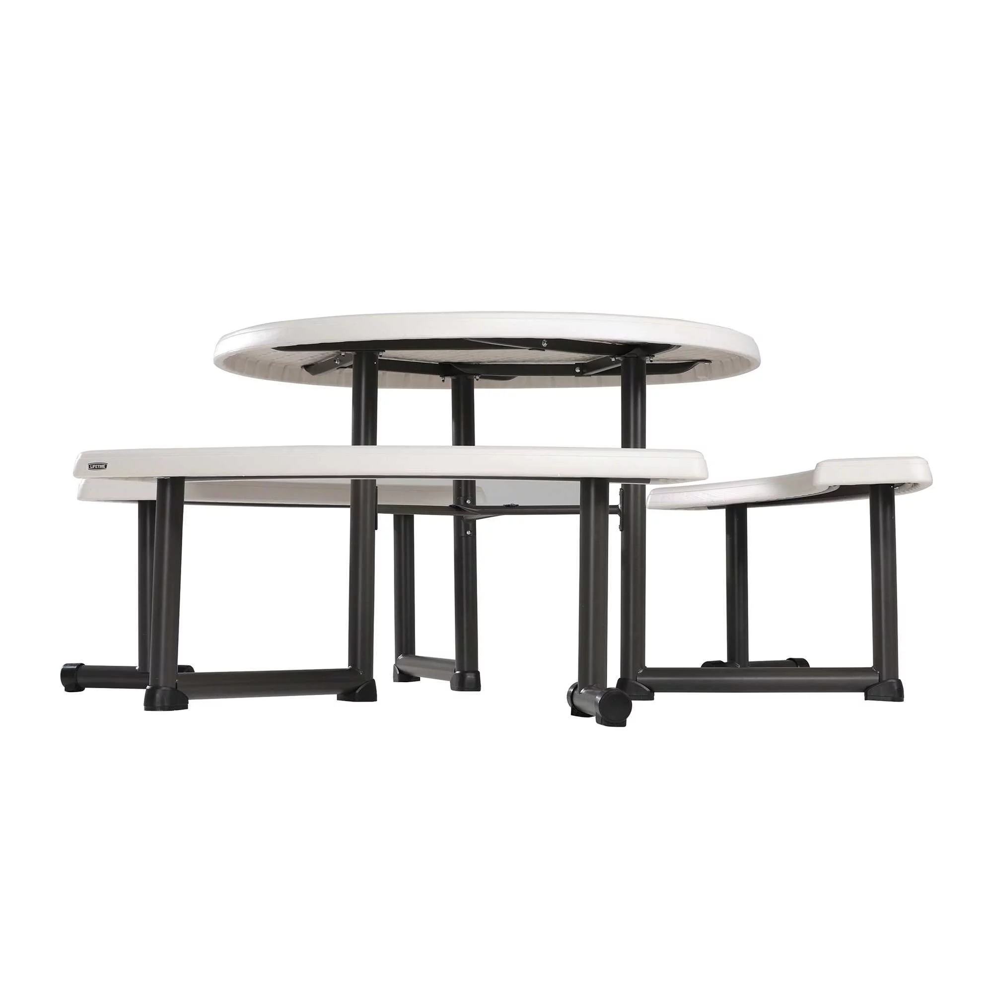 Lifetime Plastic Round Picnic Table, Almond 260205