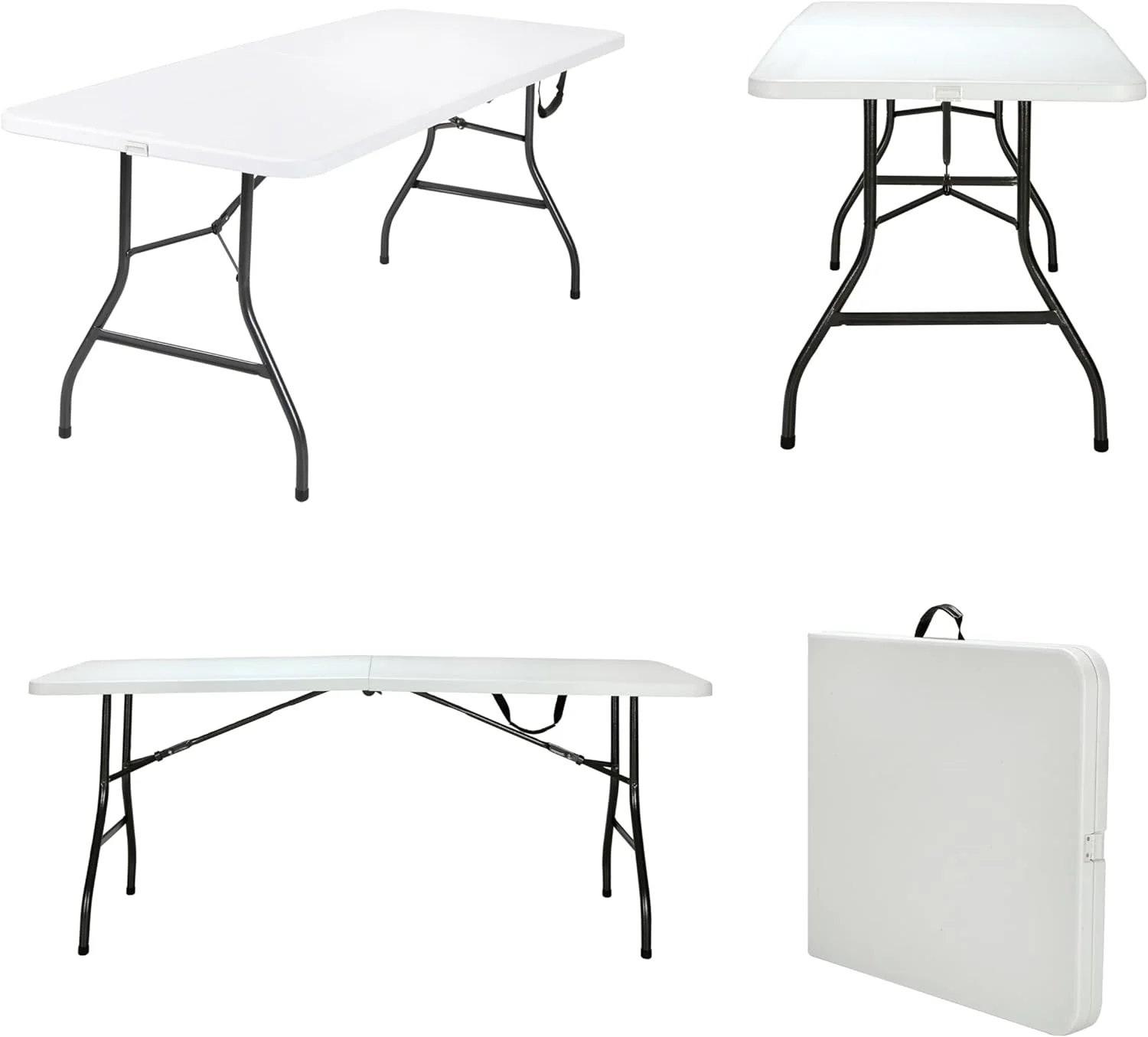 6 ft. Fold-in-Half Banquet Table w/Handle, White