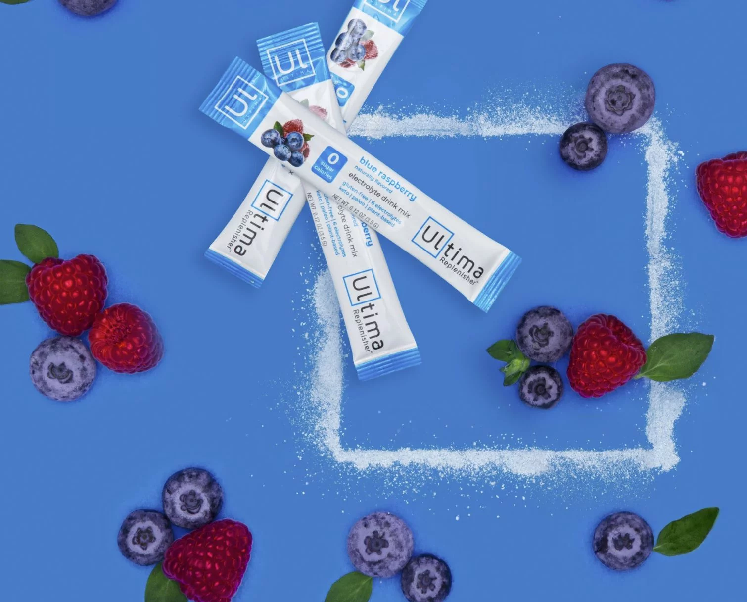 Ultima Replenisher Electrolyte Powder, Sugar Free Hydration Packets, Blue Raspberry, 10 Stickpacks