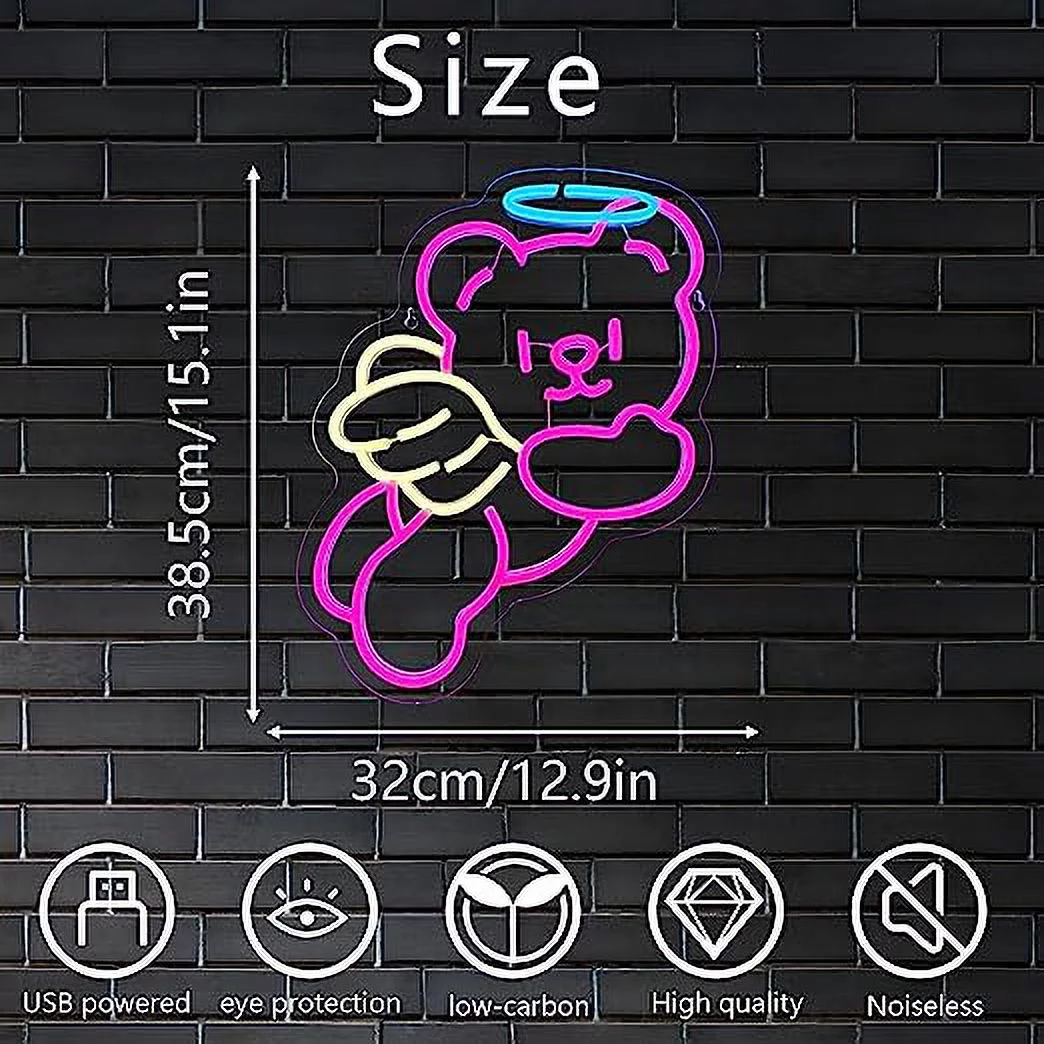 Wanxing Angel Koala LED Neon Light Signs USB Power for Bedroom Home Bar Wedding Party Decoration