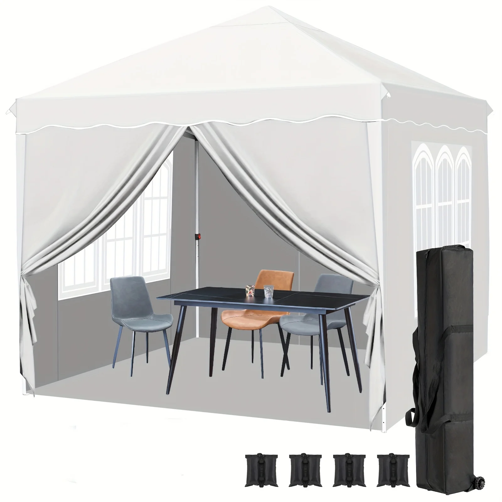 PGAST10x10 Commercial Instant Canopy Tent - Pop-Up, Waterproof with 4 Detachable Sidewalls, Heavy-Duty for Parties, Camping, Beach Events, Includes Upgraded Wheel Bag, White