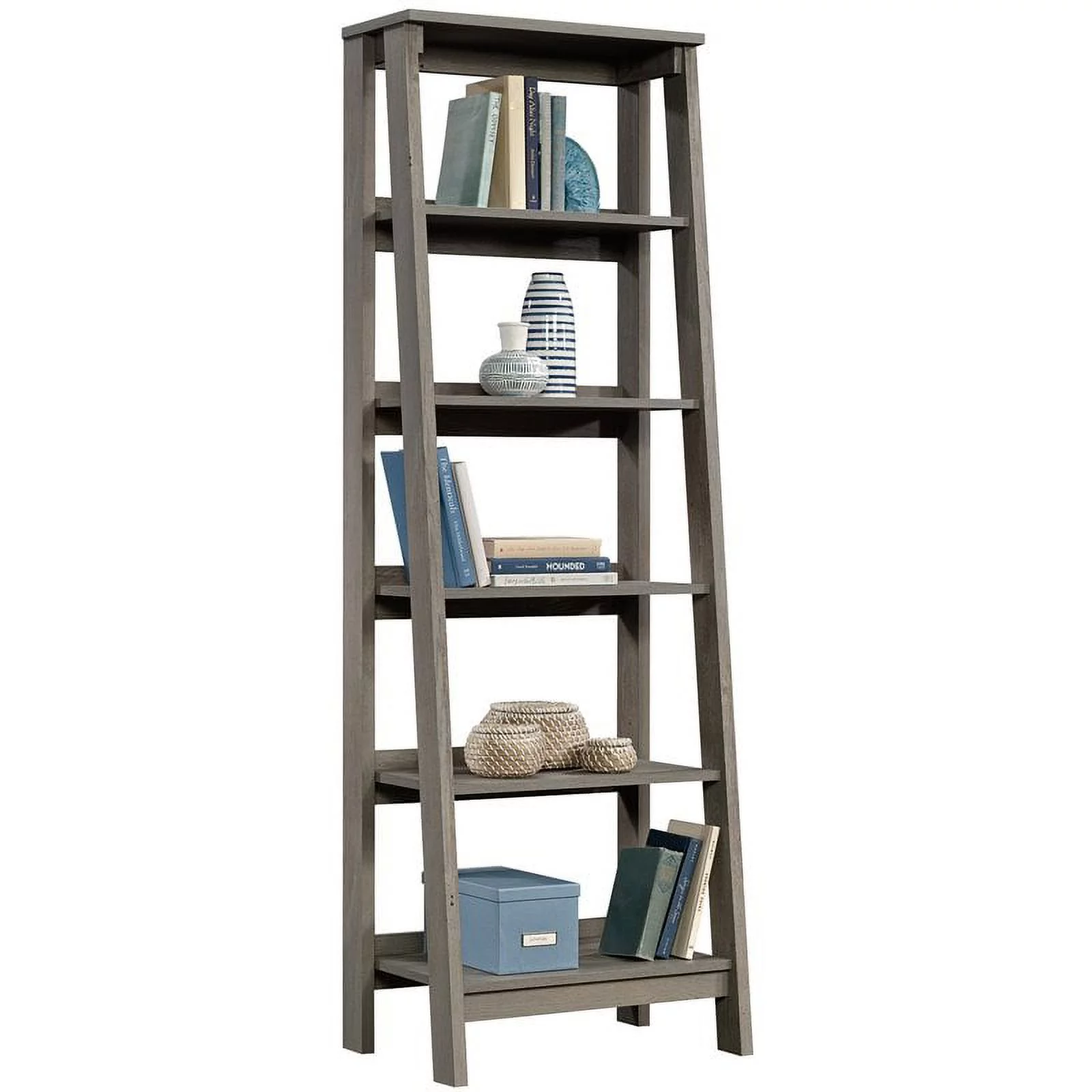 Pemberly Row 5-Shelf Modern Engineered Wood Bookcase in Mystic Oak