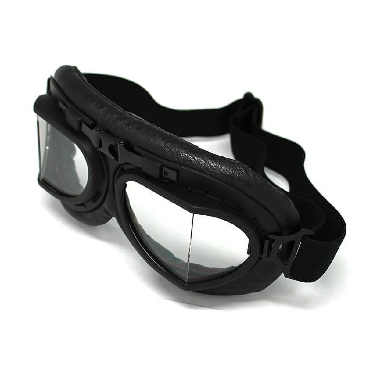 Motorcycle Goggles Scooter Mopeds Half Helmet Vintage Vespa Pilot Aviator Style, GK_T008 Matt Black Frame Clear Lens