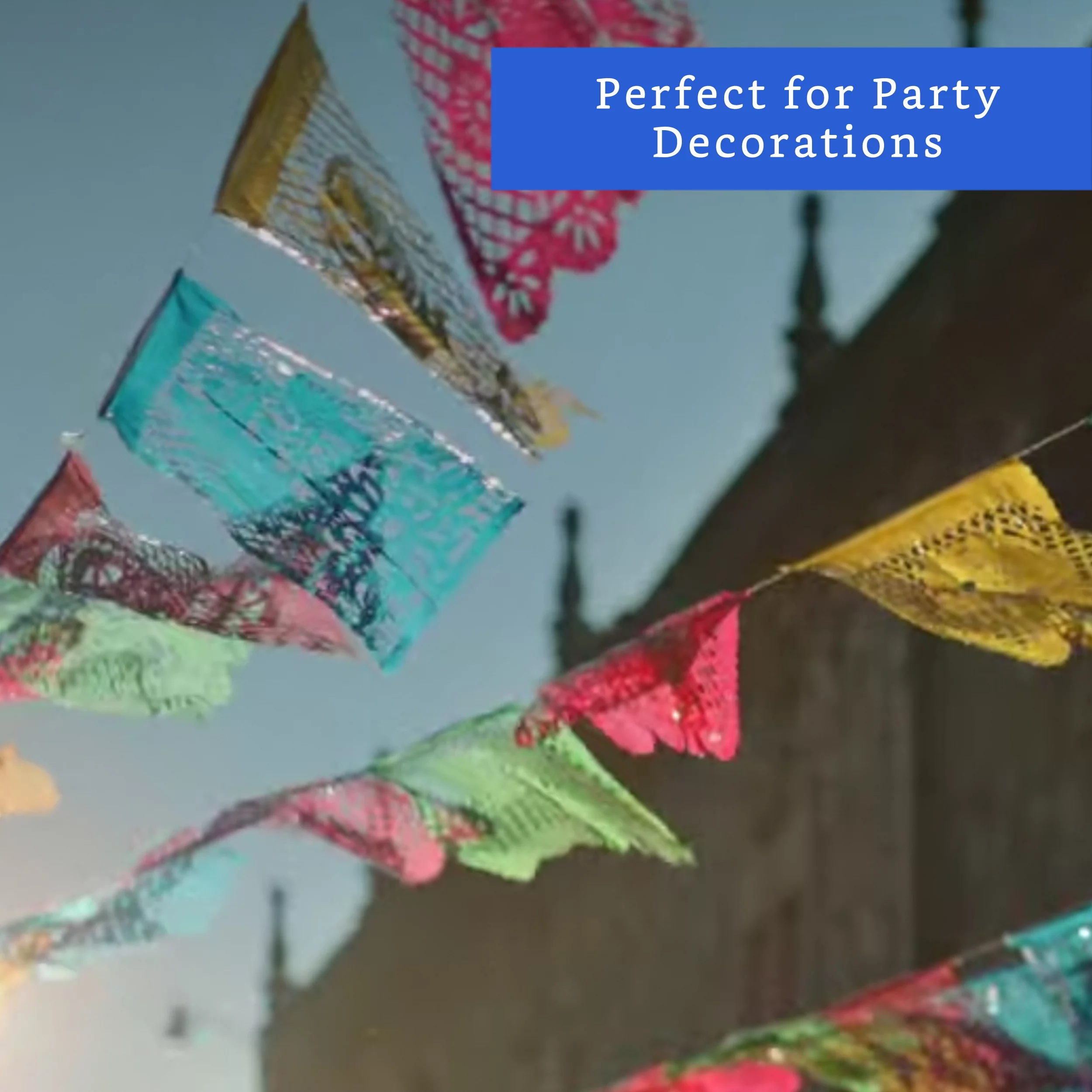 Mexican Party Banners (5 Pack with 10 Tissue Paper Flags per Banner) - Papel Picado Mexicano by Fiesta Wraps