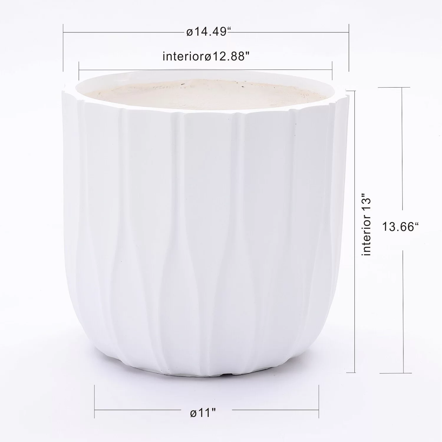 LuxenHome White MgO 14.5-in Round Planter