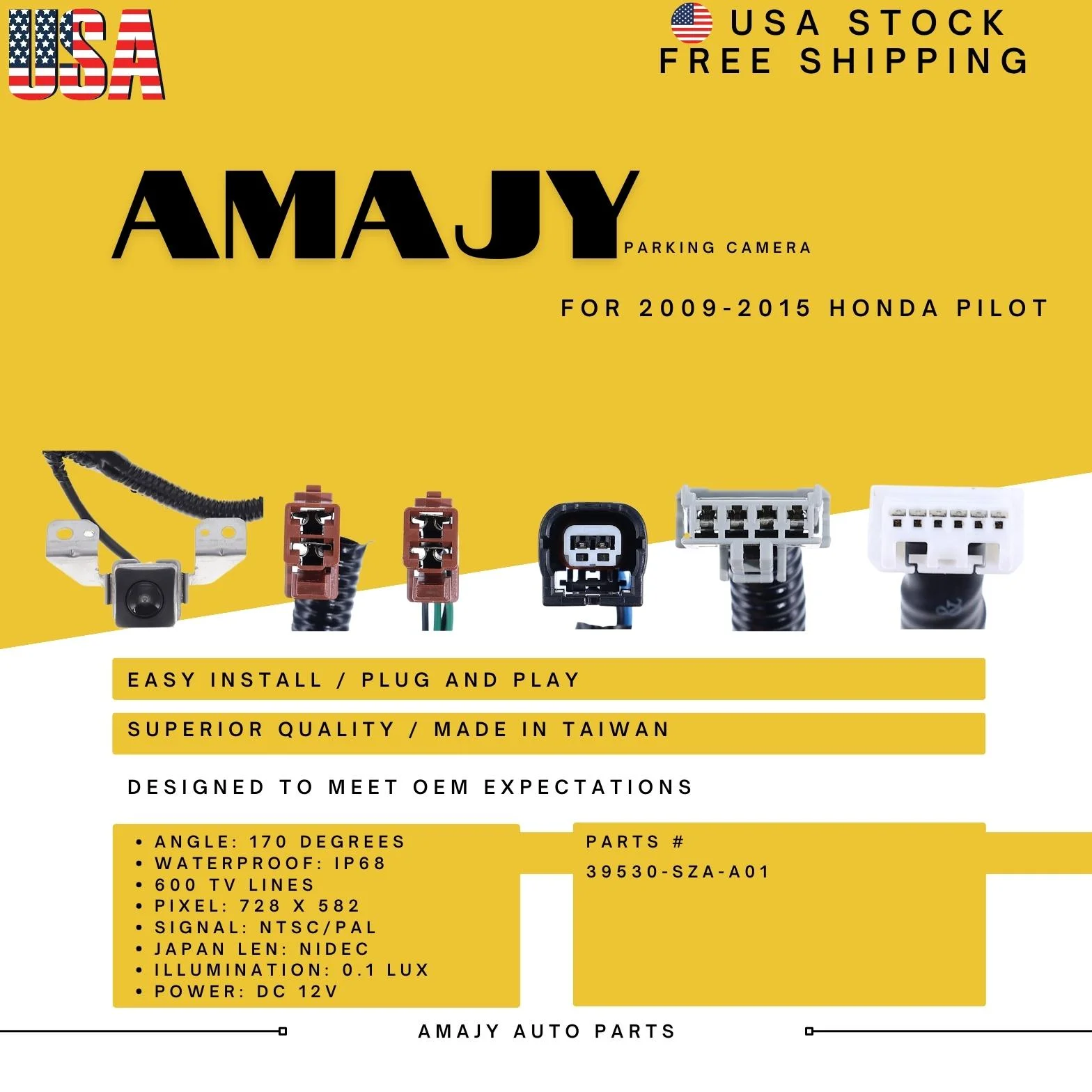 Backup Camera Replaces for 09-15 Honda Pilot 39530-SZA-A01