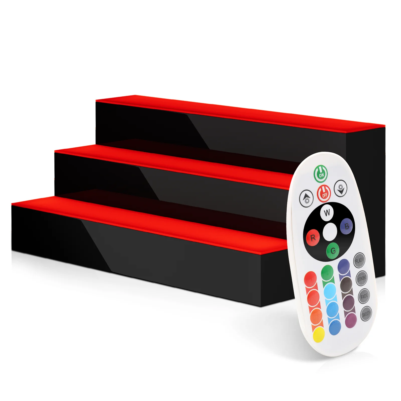 MoNiBloom LED 20 Color Changing Liquor Bottle Display Shelf 3 Step Acrylic Wine Racks for Home Bar, Illuminated Bar Bottle Lighting Shelves with Remote Control