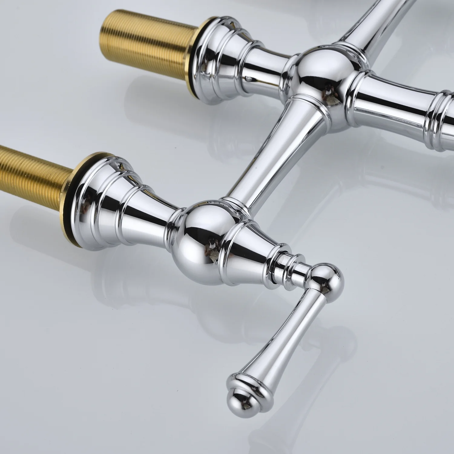 DremFaryoyo Bridge Dual Handles Kitchen Faucet With Pull-Out Side Spray in