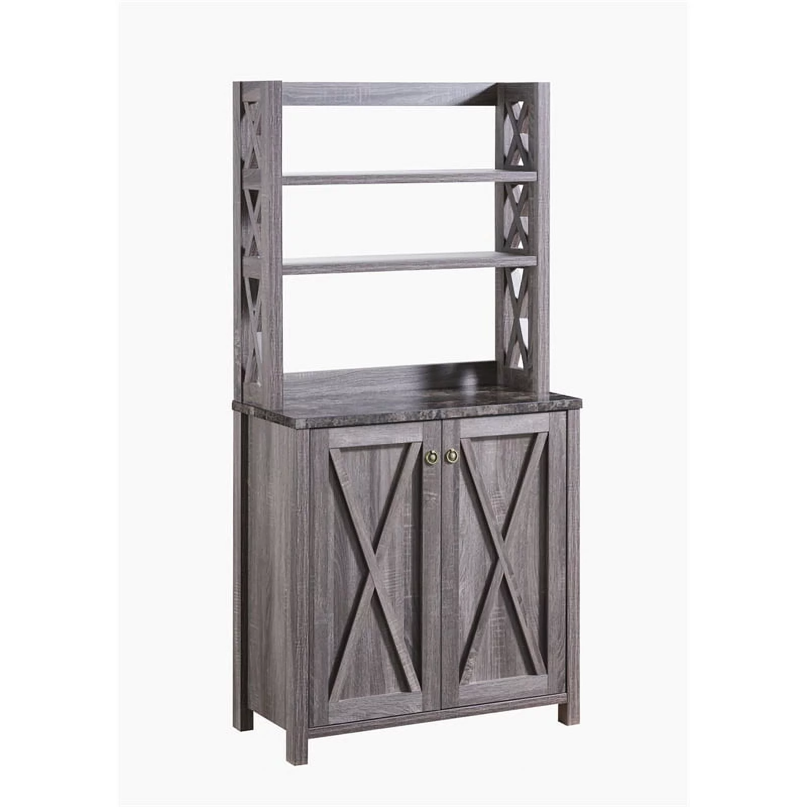 Bowery Hill Rustic Wood Multi-Storage Kitchen Cabinet in Gray