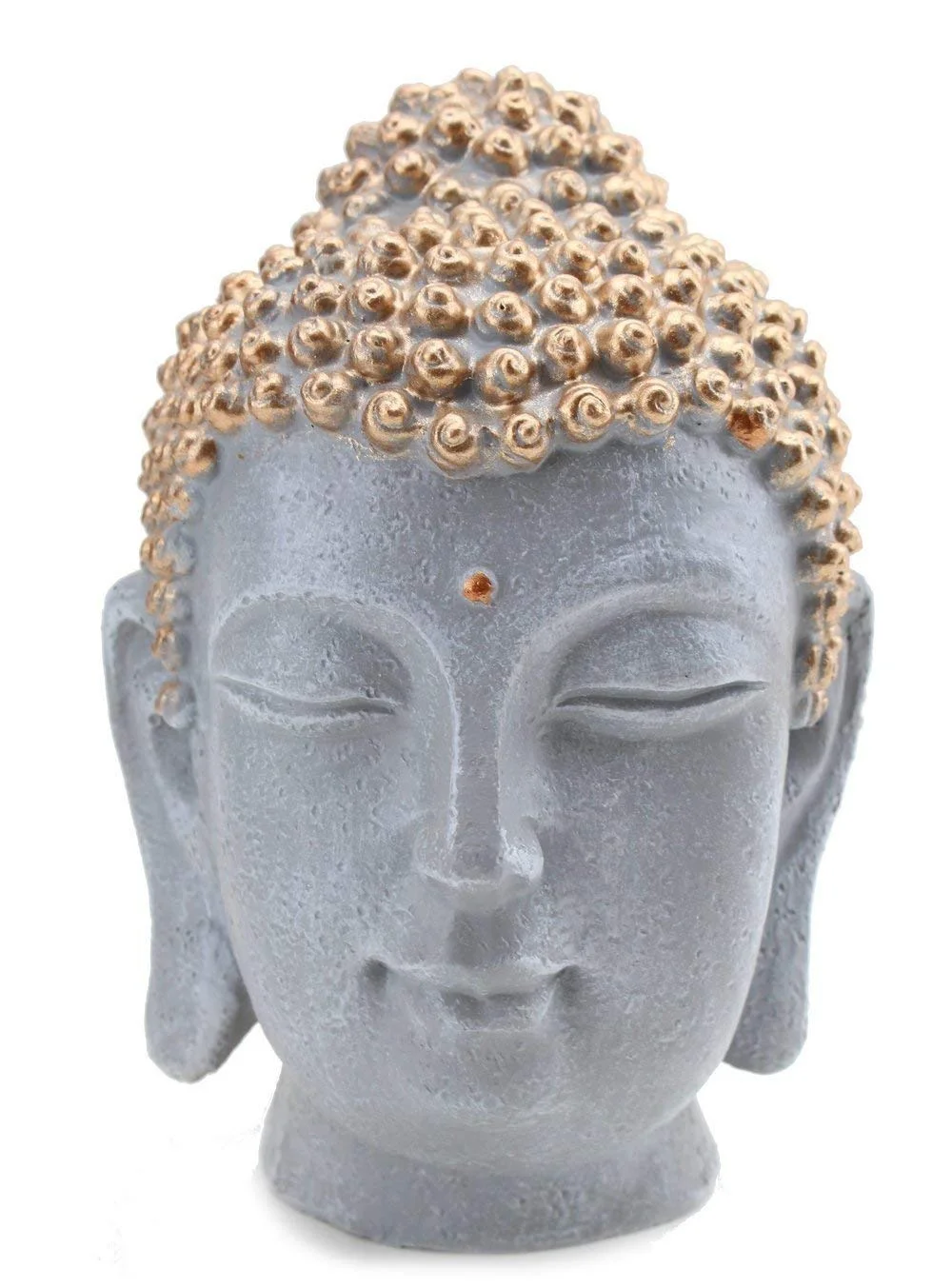 Smiling Meditating Buddha Shakyamuni Head Statue 7.5