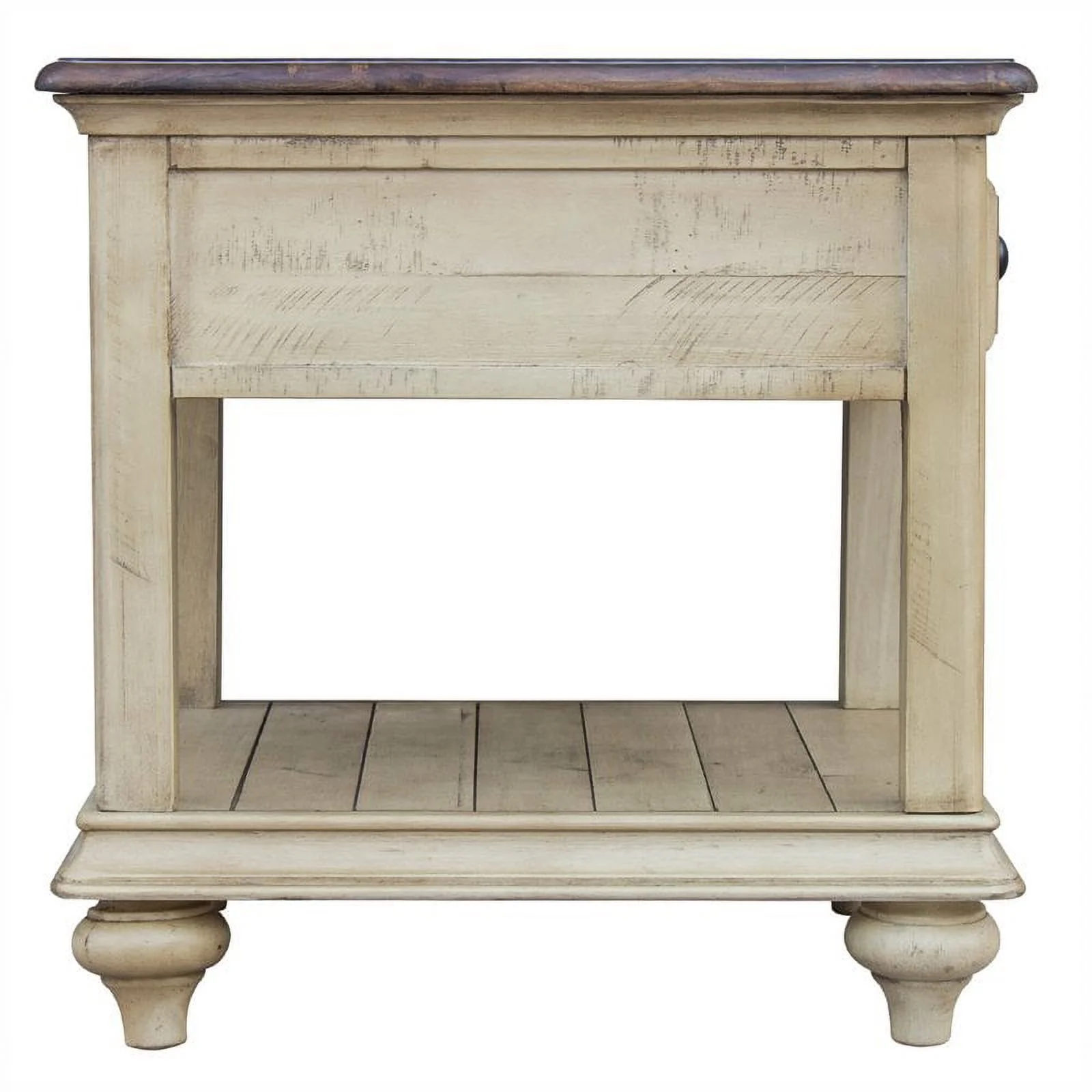 Home Square Wood End Table in Cream Puff & Walnut Brown - Set of 2