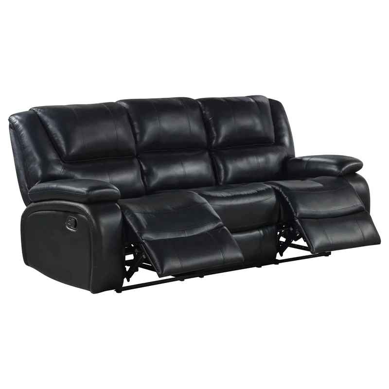 Pemberly Row 2-piece Faux Leather Upholstered Motion Reclining Sofa Set Black