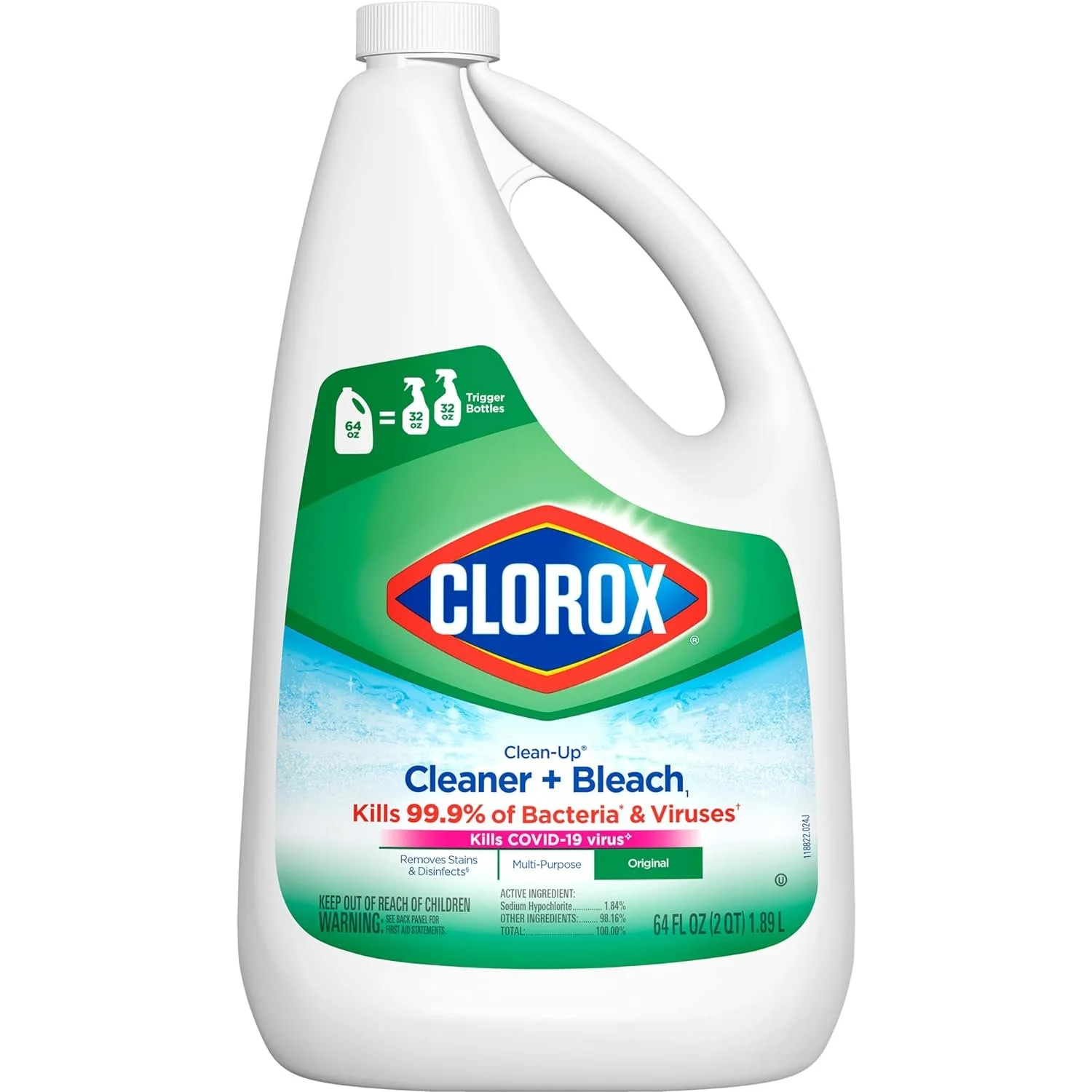 Clorox Clean-Up All Purpose Cleaner with Bleach Original, Household Essentials, 64 Ounce Refill Bottle Package May Vary